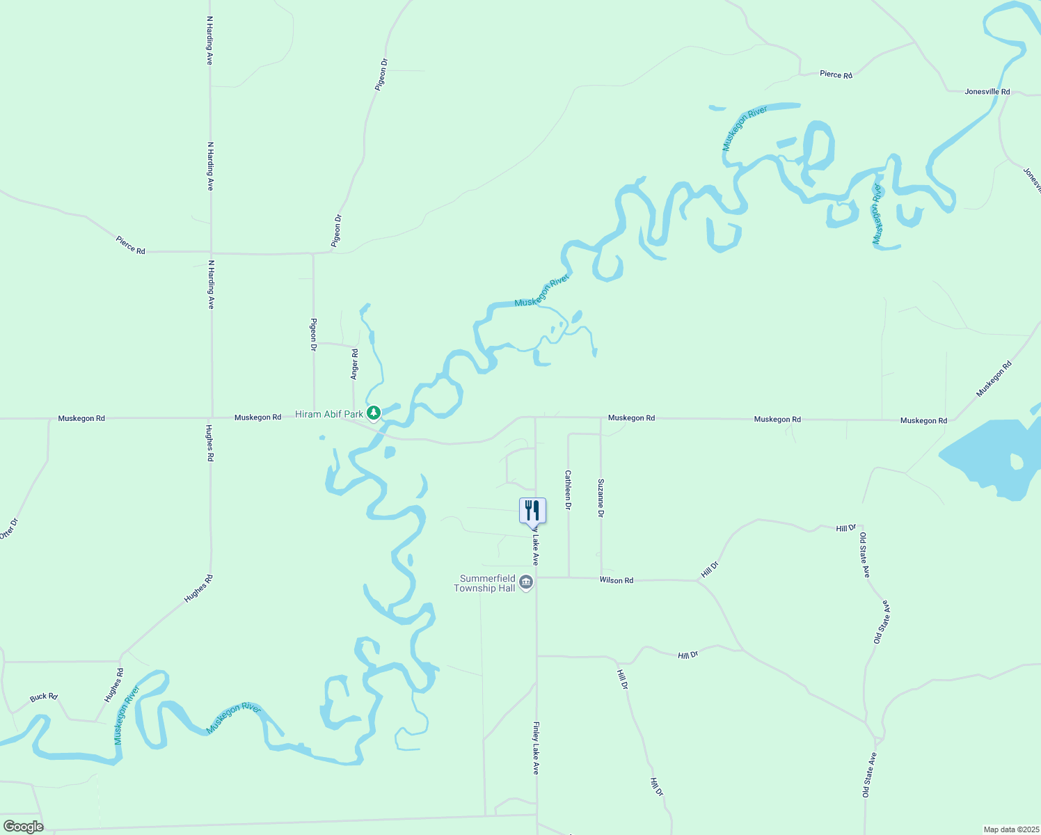 map of restaurants, bars, coffee shops, grocery stores, and more near 2037 Muskegon Road in Harrison