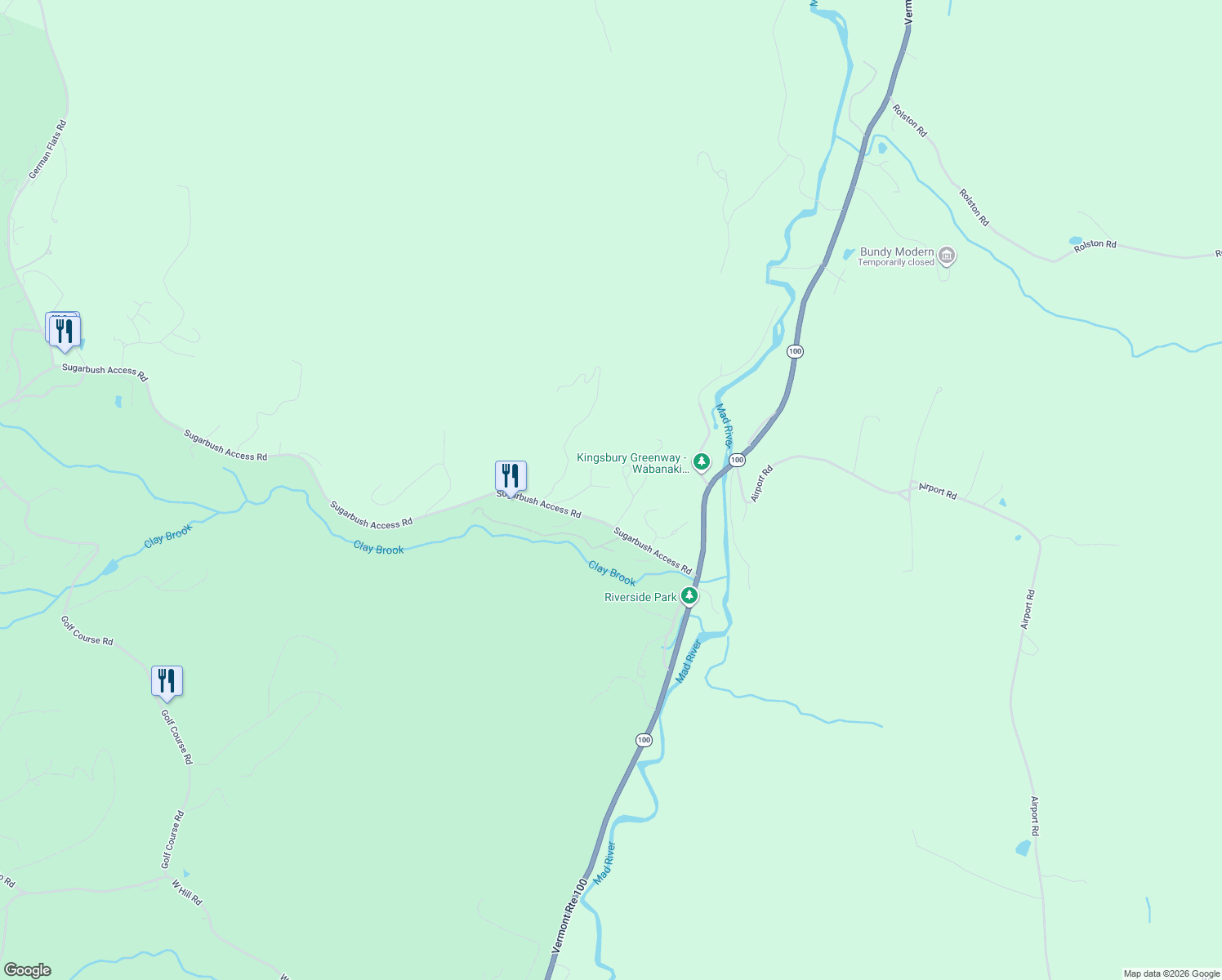 map of restaurants, bars, coffee shops, grocery stores, and more near 128 Upper Pines Rd in Warren