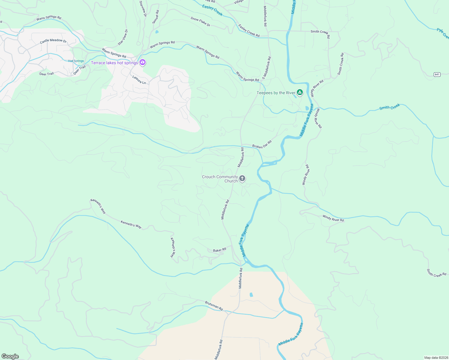 map of restaurants, bars, coffee shops, grocery stores, and more near 5 Valley High Road in Garden Valley