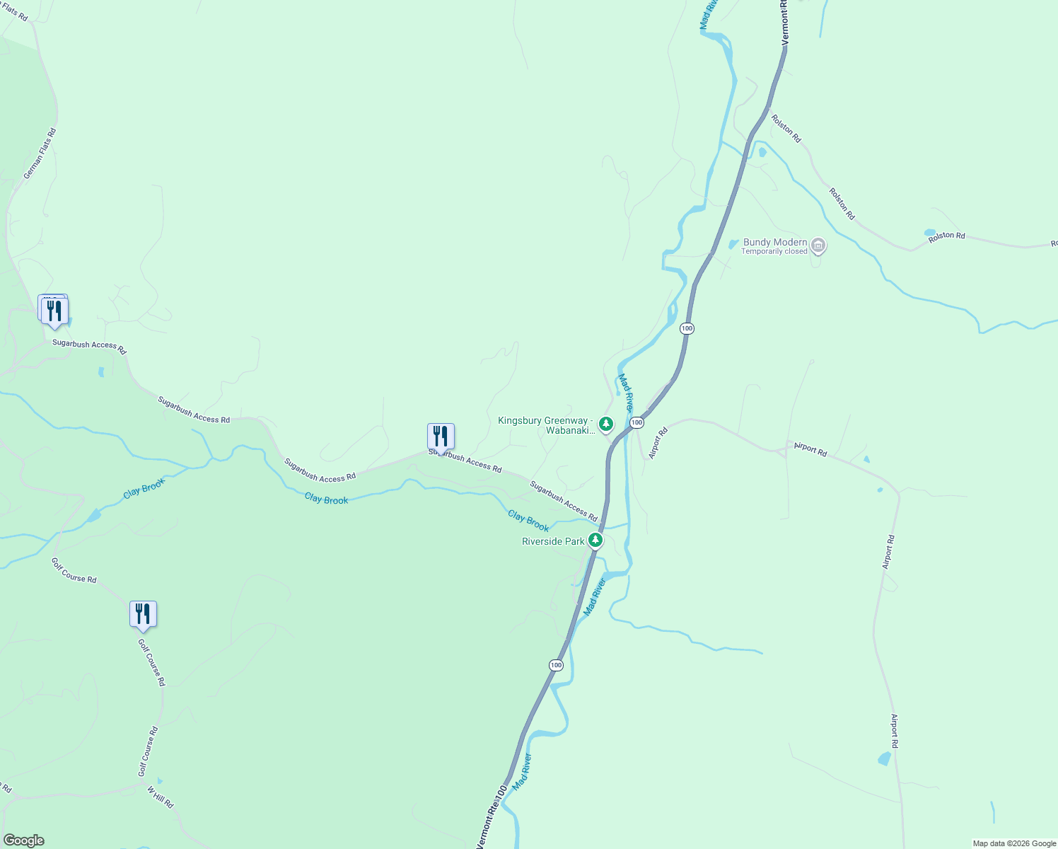 map of restaurants, bars, coffee shops, grocery stores, and more near 116 Middle Pines Rd in Warren