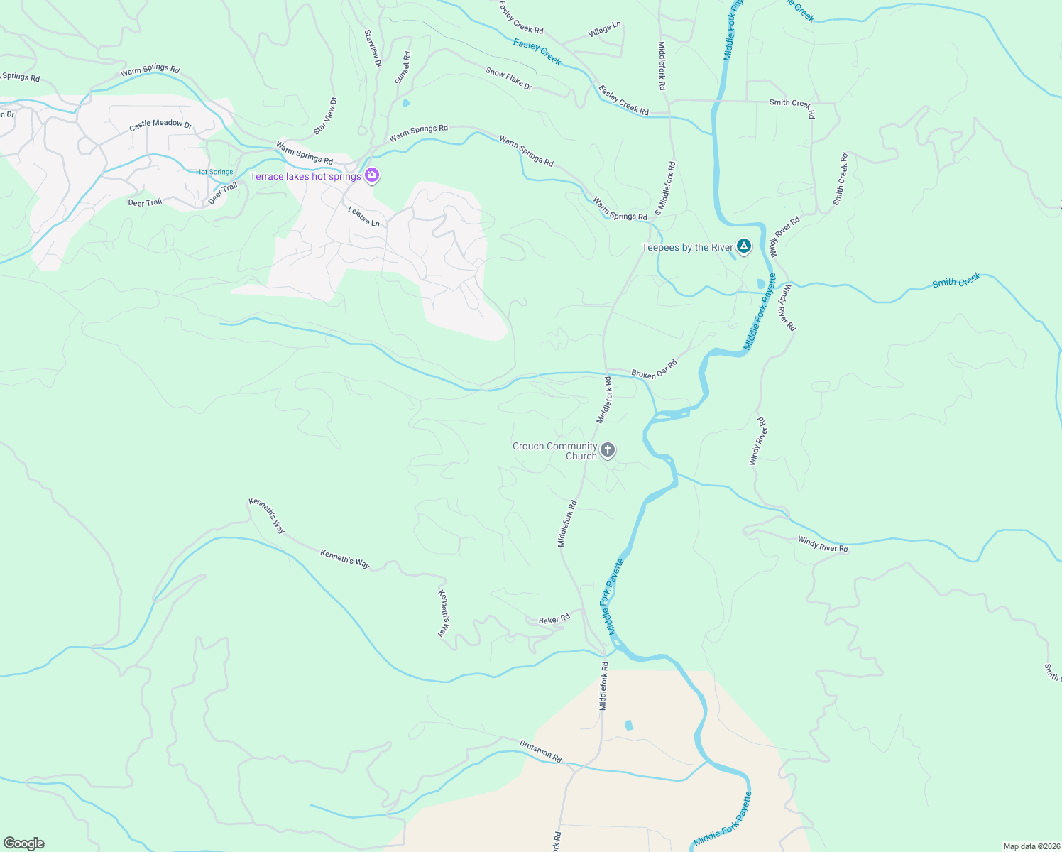 map of restaurants, bars, coffee shops, grocery stores, and more near 20 North Trail in Garden Valley
