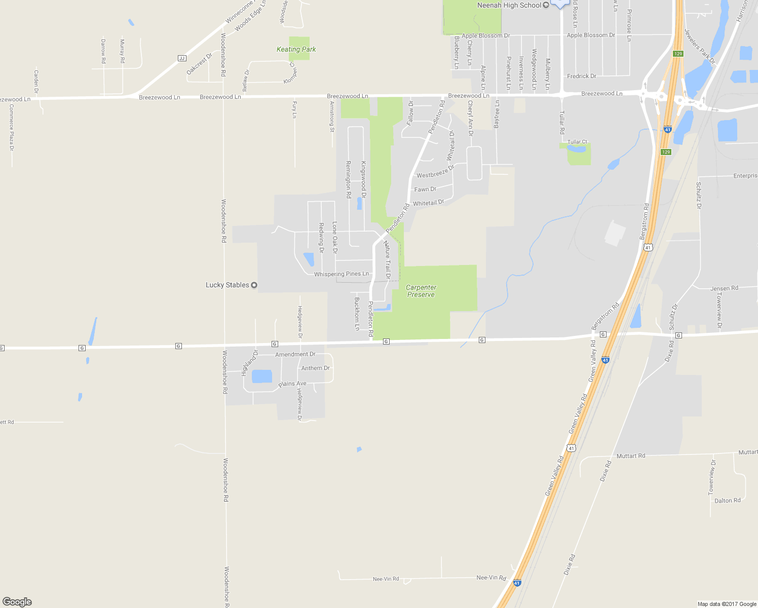 map of restaurants, bars, coffee shops, grocery stores, and more near 1205 Nature Trail Drive in Neenah