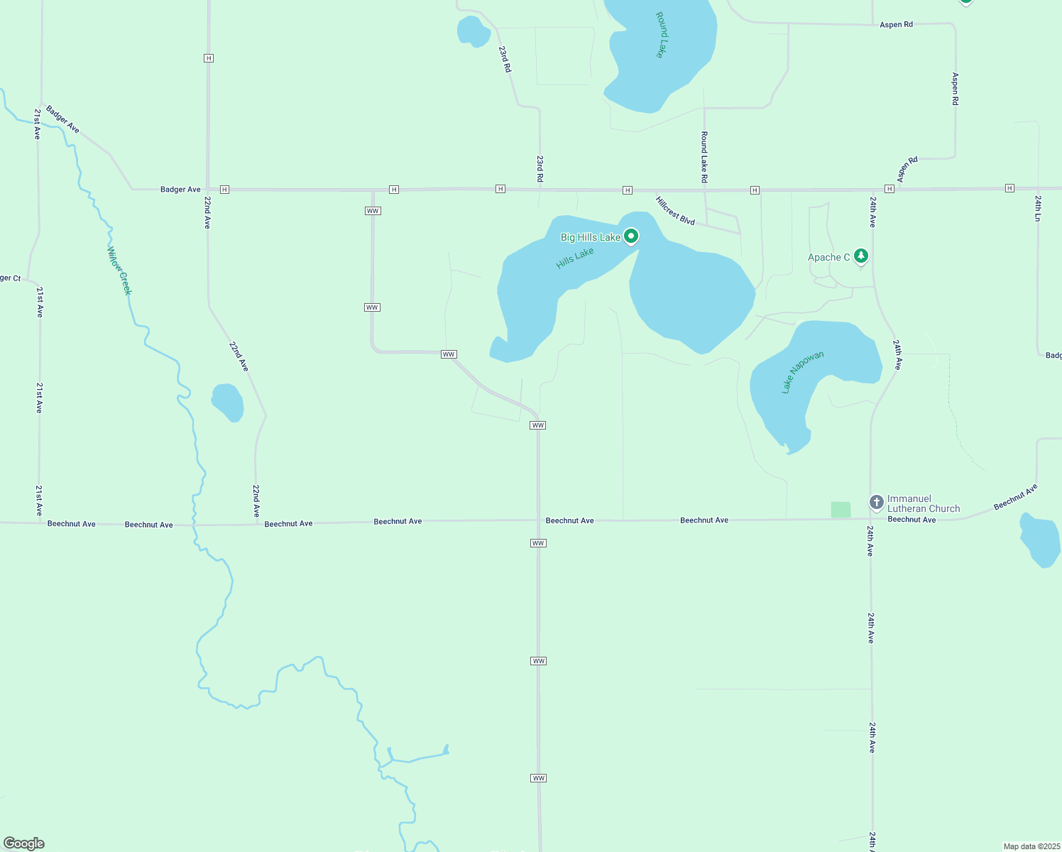 map of restaurants, bars, coffee shops, grocery stores, and more near N4601 County Road West in Wild Rose