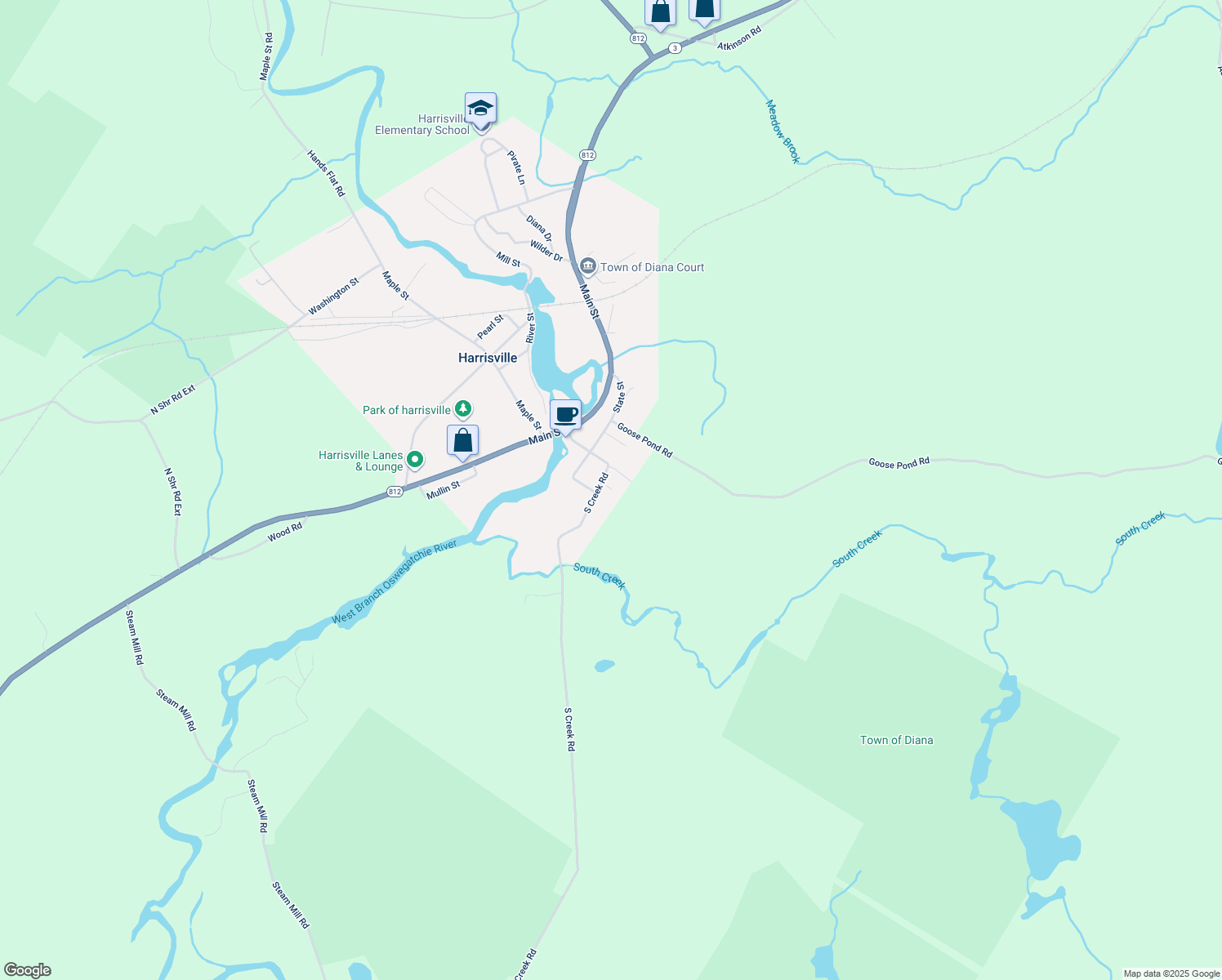 map of restaurants, bars, coffee shops, grocery stores, and more near 14284 S Creek Rd in Harrisville