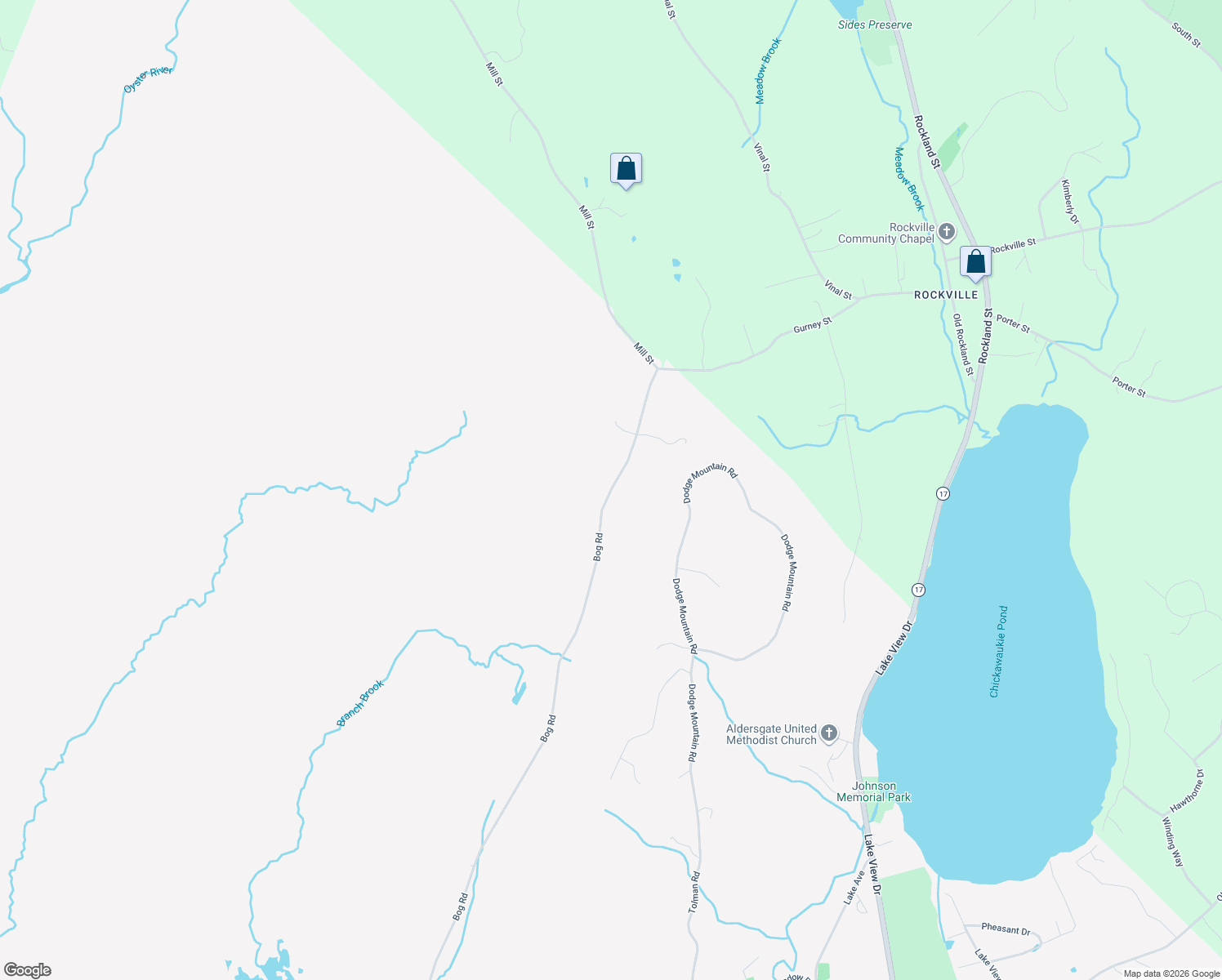 map of restaurants, bars, coffee shops, grocery stores, and more near 198 Bog Road in Rockland