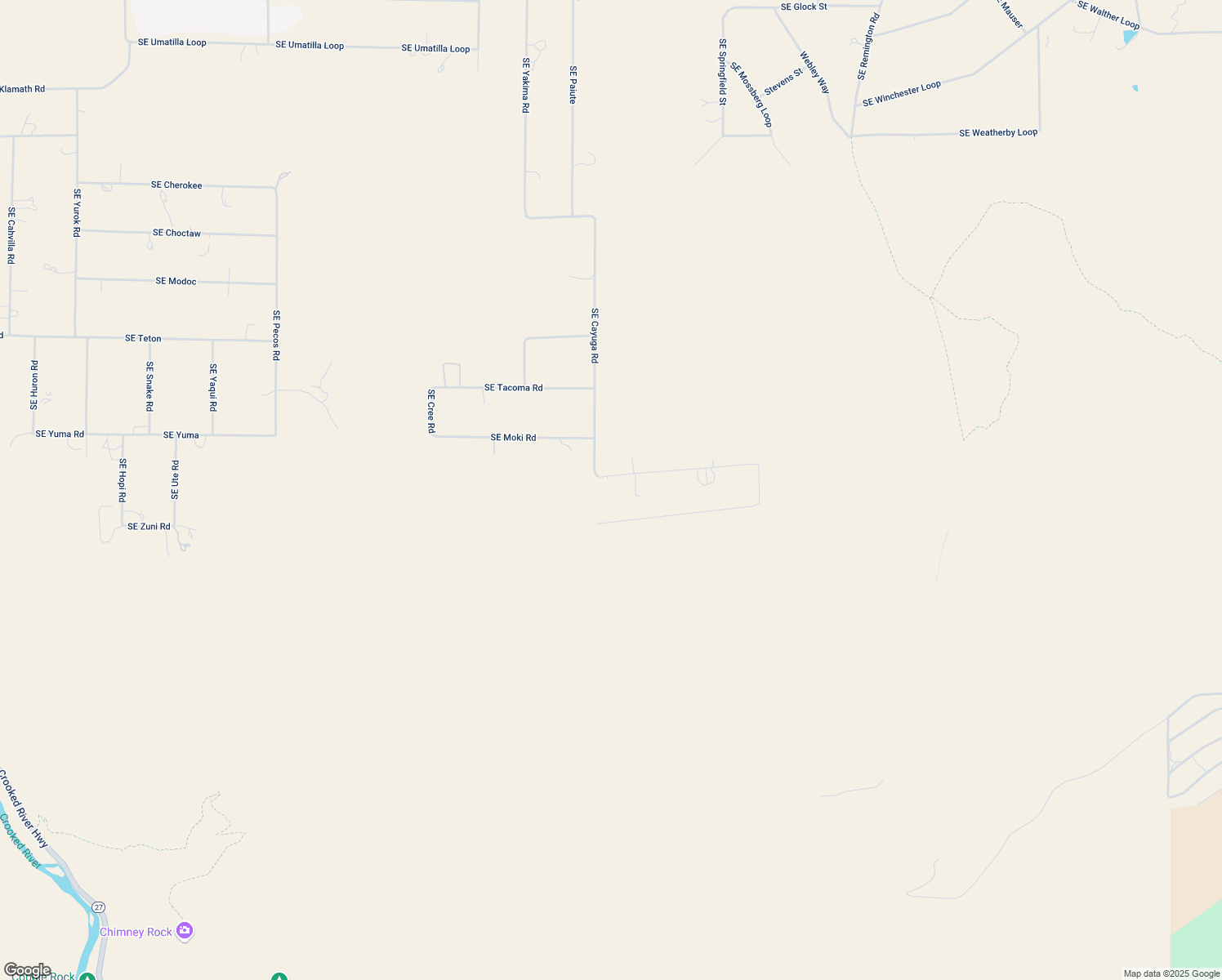 map of restaurants, bars, coffee shops, grocery stores, and more near 5338 Southeast Pueblo Road in Prineville