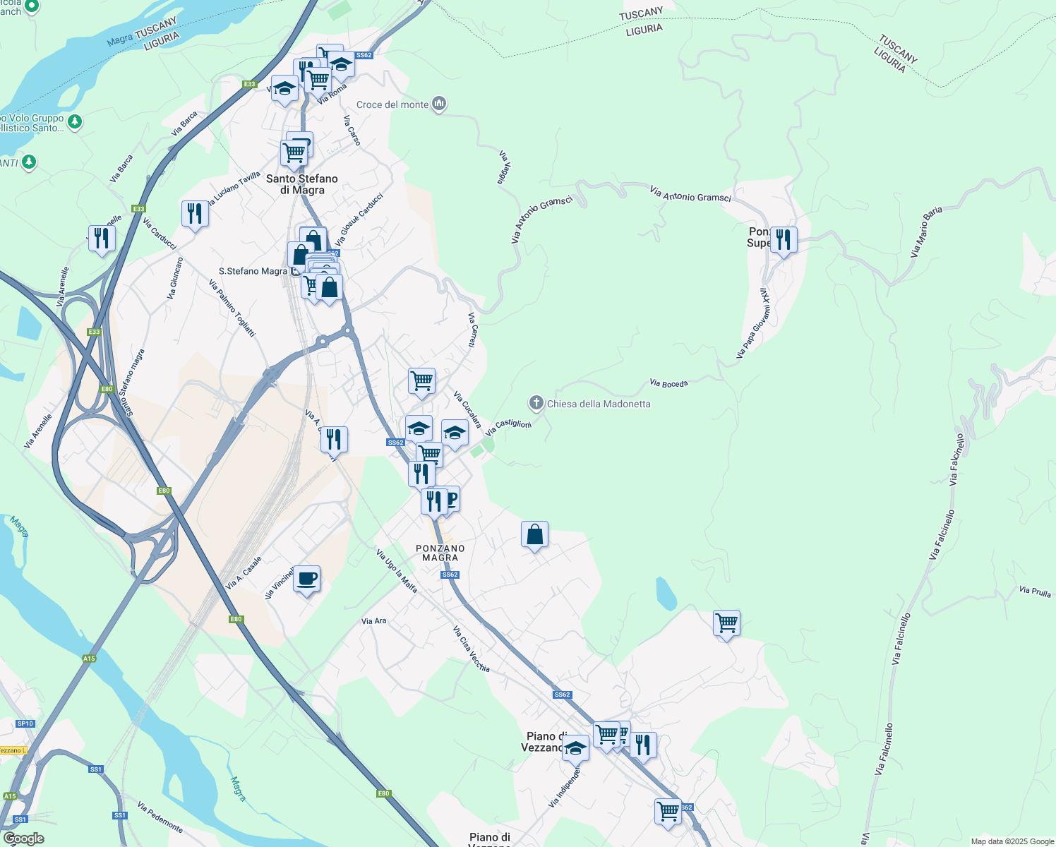 map of restaurants, bars, coffee shops, grocery stores, and more near in Province of La Spezia