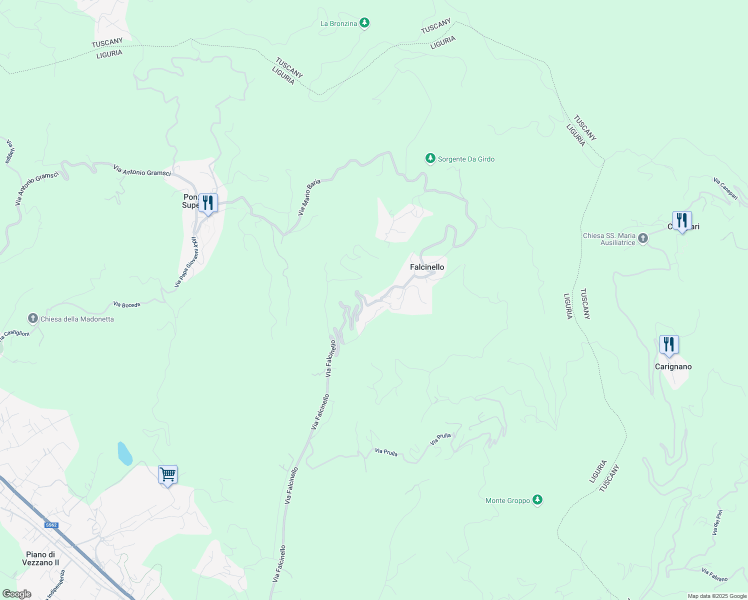 map of restaurants, bars, coffee shops, grocery stores, and more near 4 Via Falcinello in Falcinello