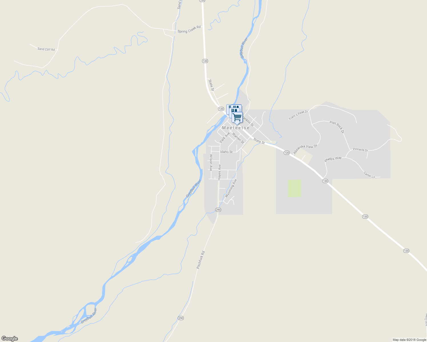 map of restaurants, bars, coffee shops, grocery stores, and more near 1907 Nebraska Street in Meeteetse