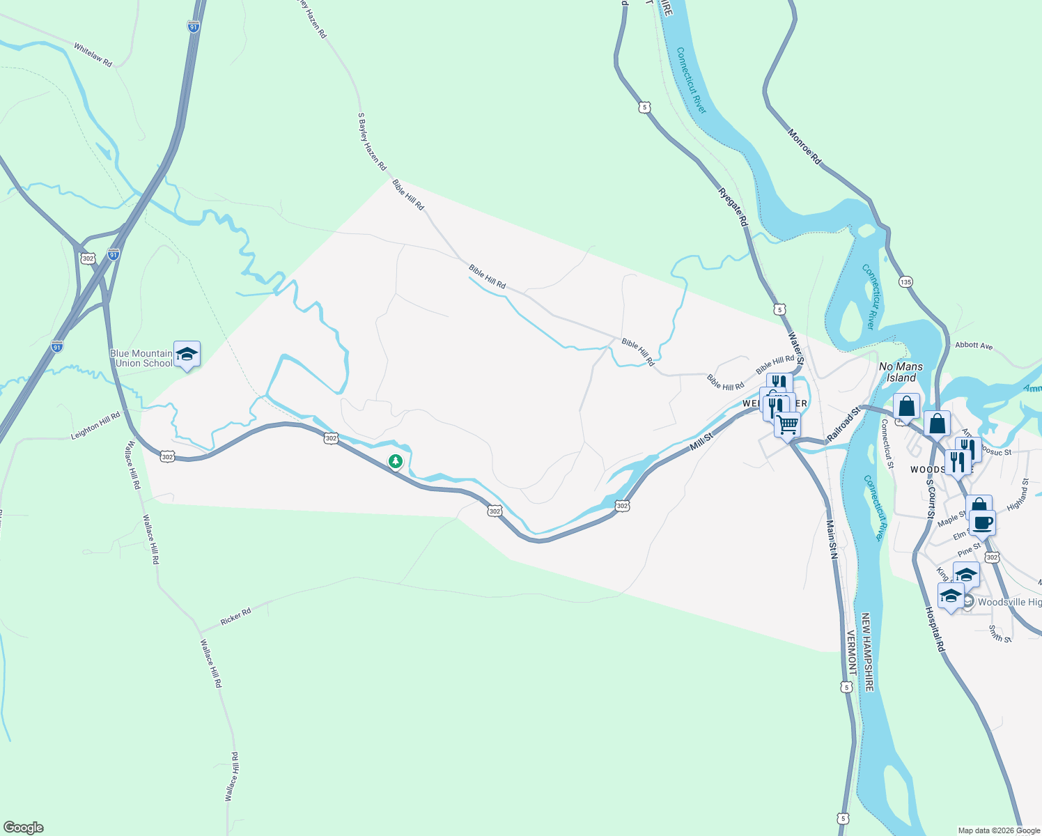 map of restaurants, bars, coffee shops, grocery stores, and more near in Newbury