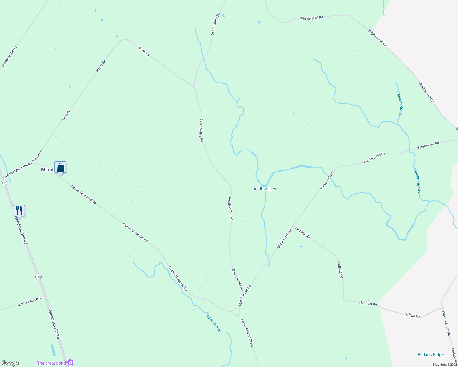 map of restaurants, bars, coffee shops, grocery stores, and more near 121 Death Valley Road in Minot