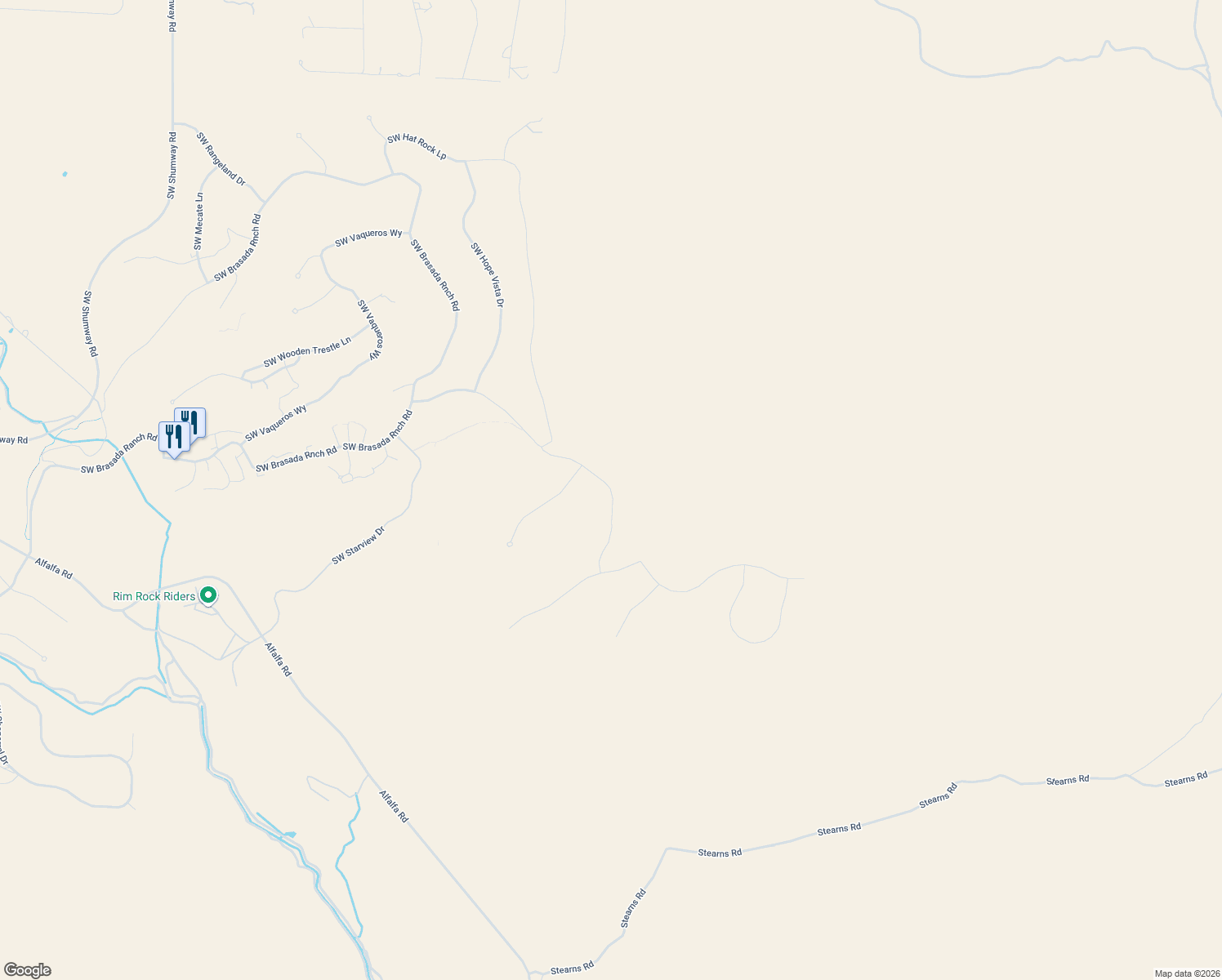map of restaurants, bars, coffee shops, grocery stores, and more near Southwest Spirit Rock Drive in Crook County