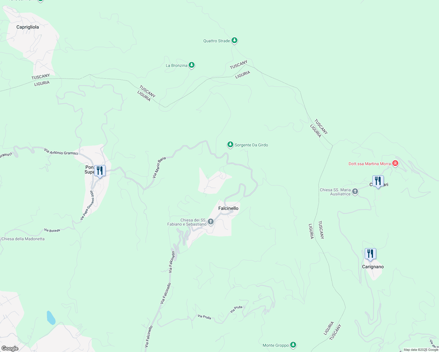 map of restaurants, bars, coffee shops, grocery stores, and more near 9 Via Soggia in Falcinello