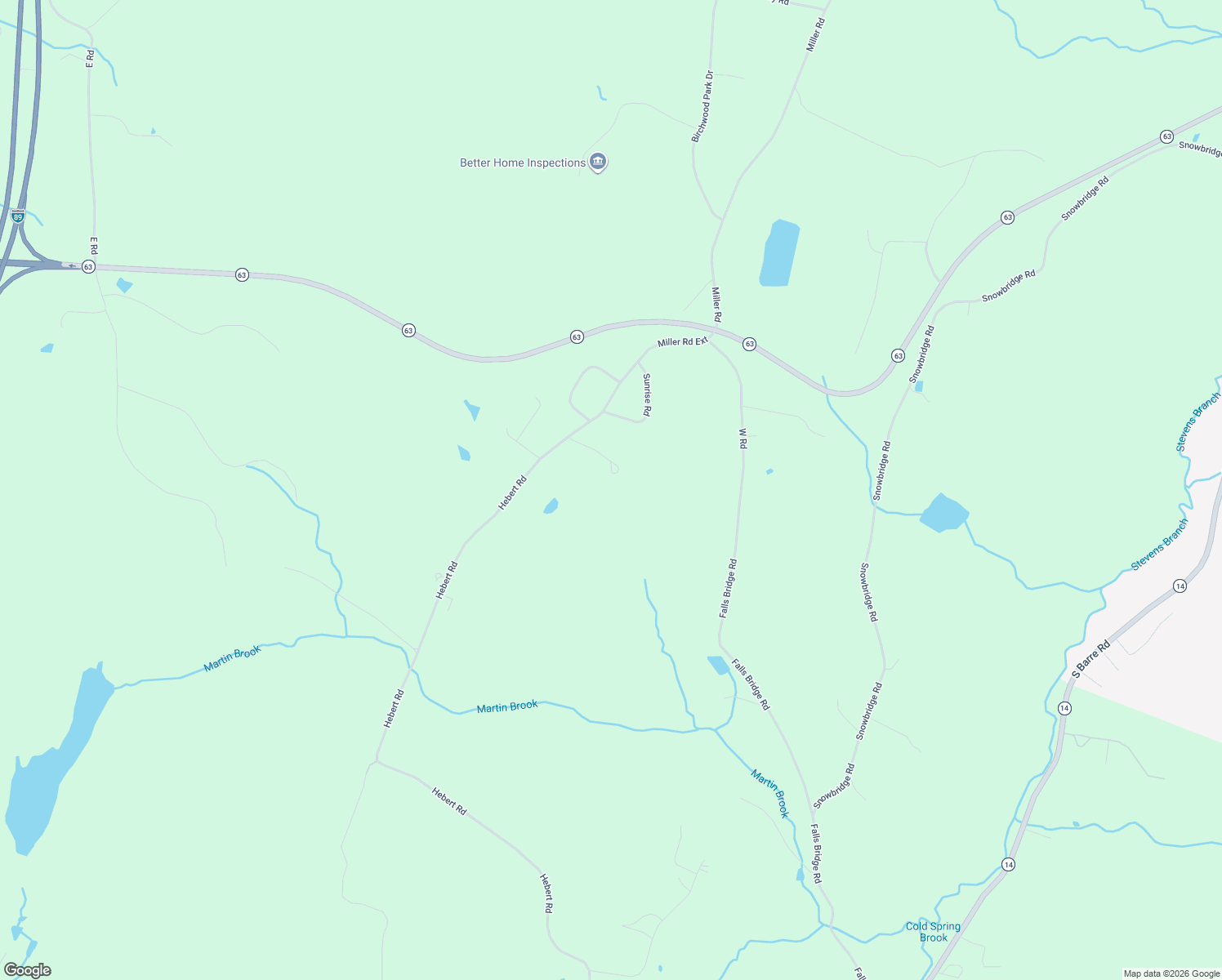 map of restaurants, bars, coffee shops, grocery stores, and more near 32 Breer Road in Barre