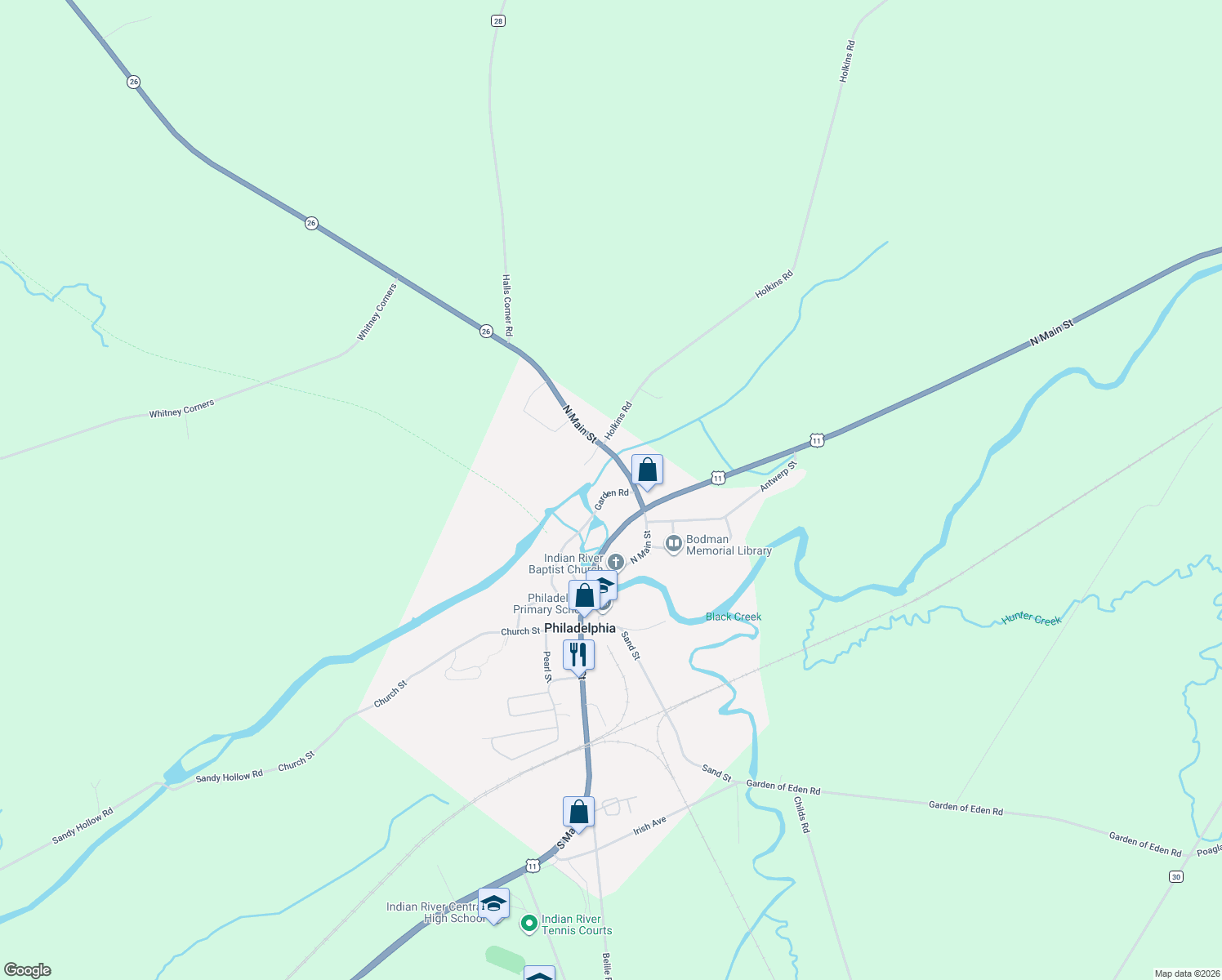 map of restaurants, bars, coffee shops, grocery stores, and more near 21 Garden Road in Philadelphia