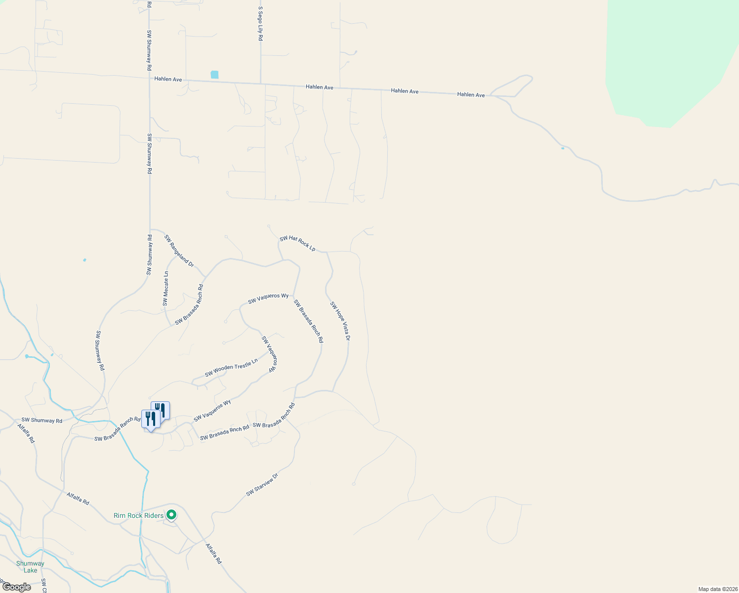 map of restaurants, bars, coffee shops, grocery stores, and more near 15529 South West Hat Rock Loop in Powell Butte