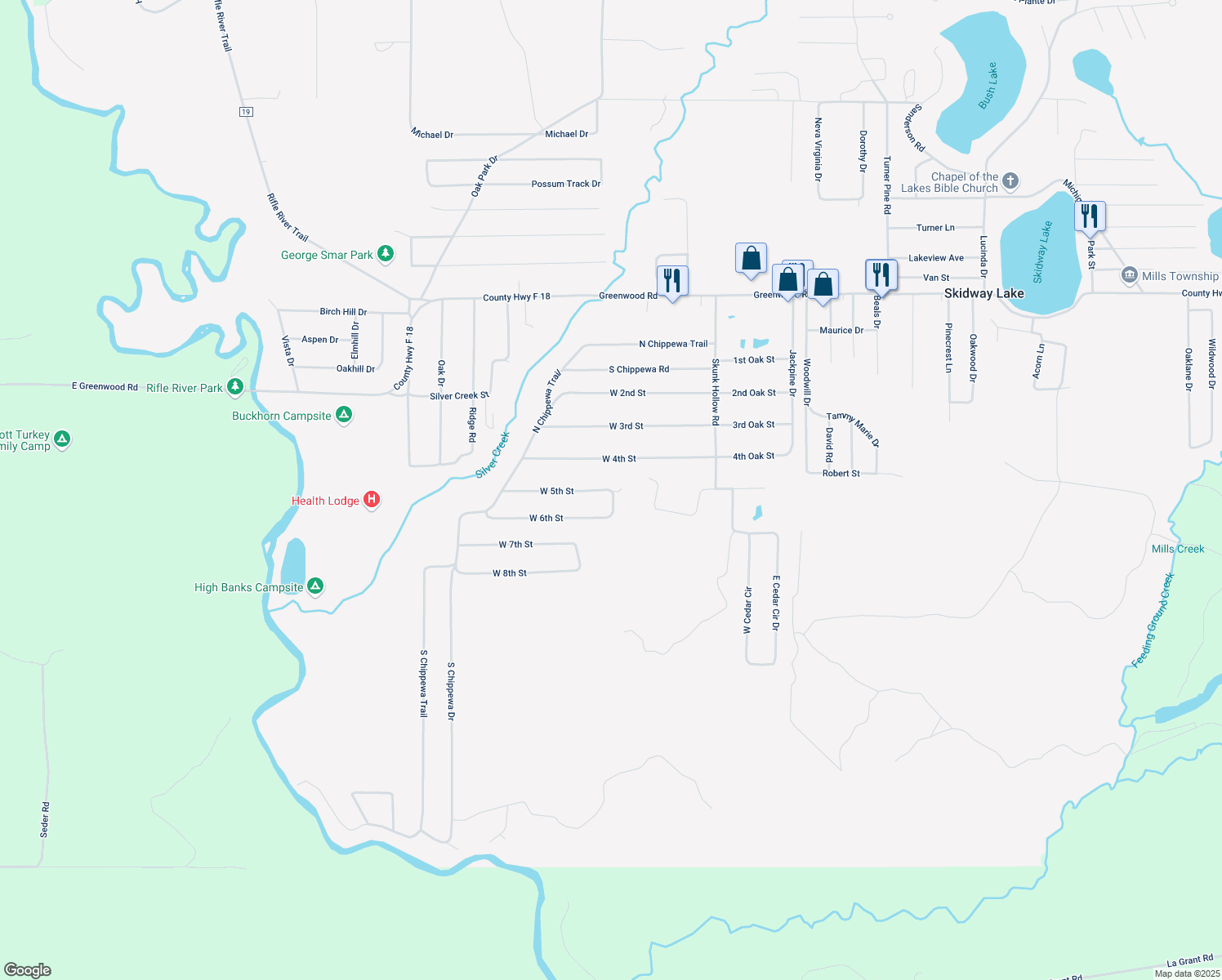 map of restaurants, bars, coffee shops, grocery stores, and more near 1866 W 5th St in Prescott