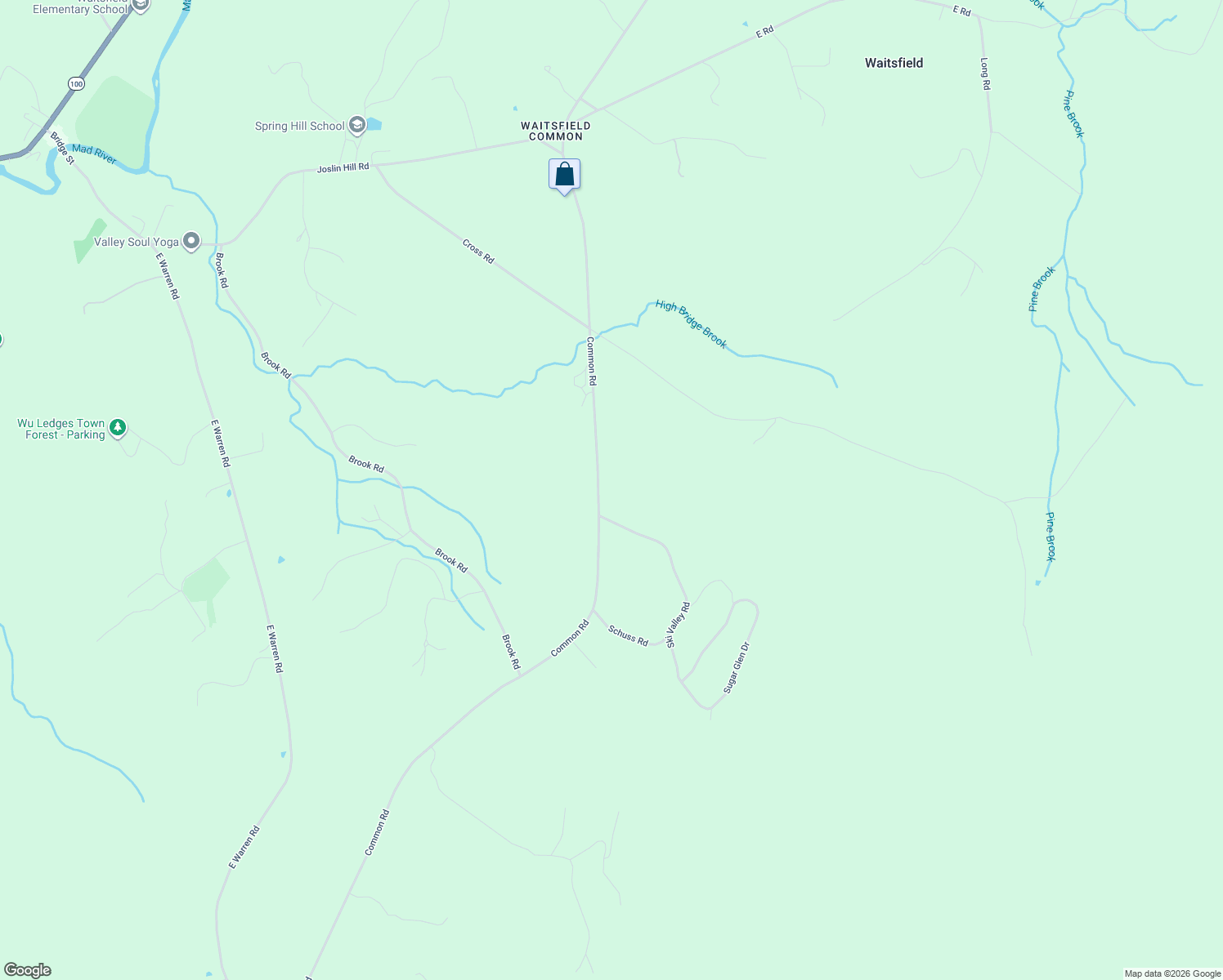 map of restaurants, bars, coffee shops, grocery stores, and more near 935 Common Road in Waitsfield