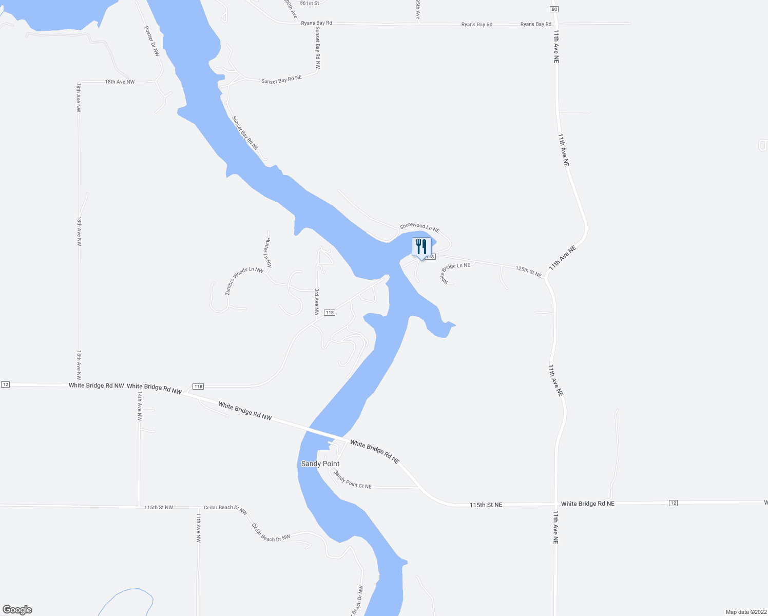 map of restaurants, bars, coffee shops, grocery stores, and more near 36 Blakely Court Northwest in Oronoco