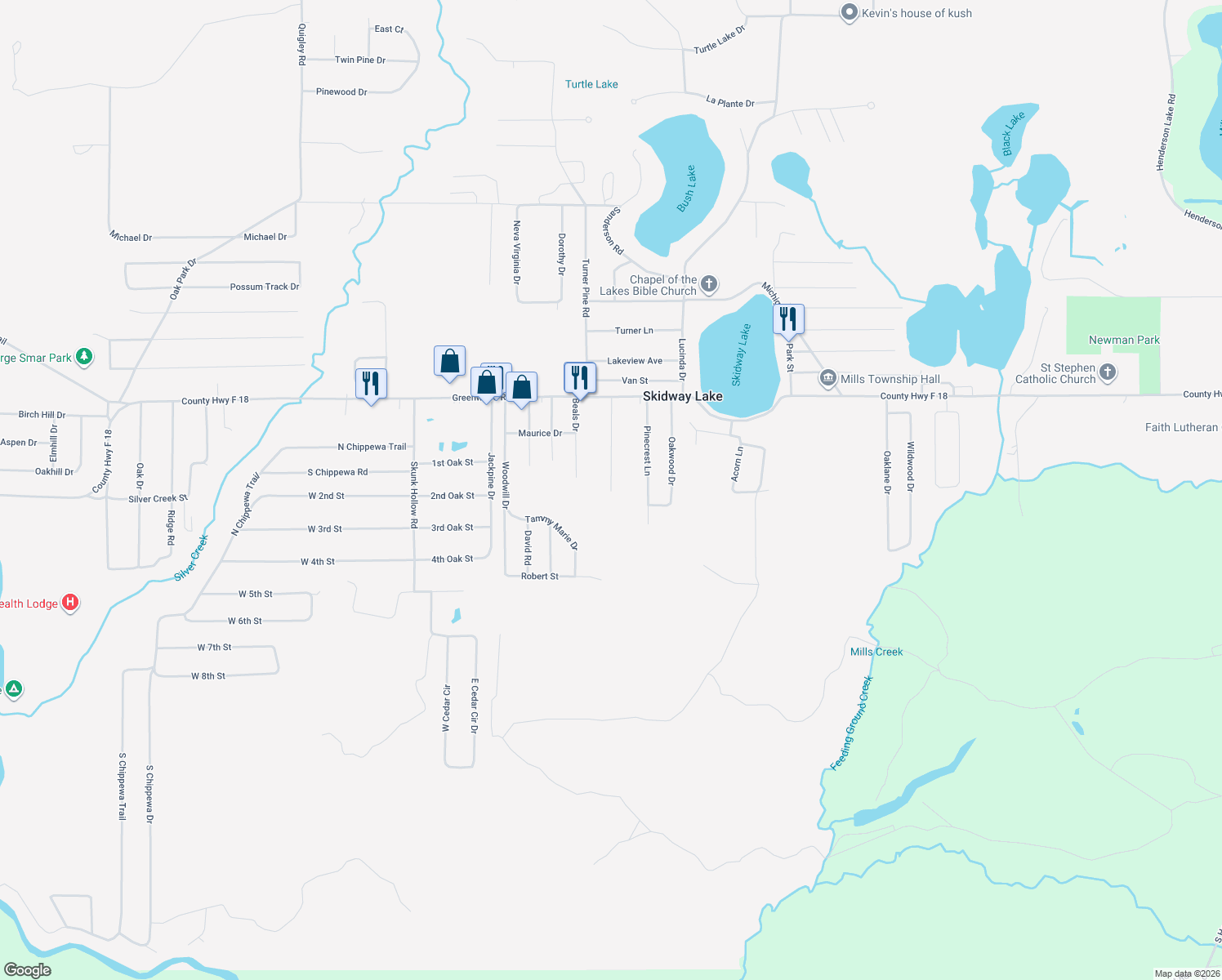 map of restaurants, bars, coffee shops, grocery stores, and more near 5498 Paradise Ln in Prescott