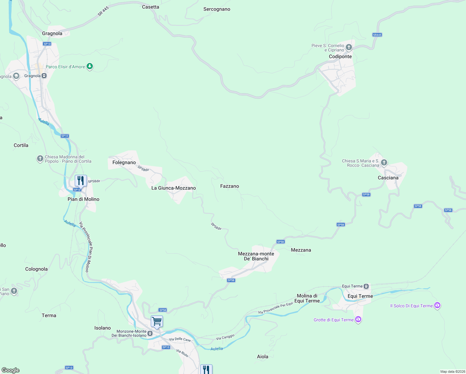 map of restaurants, bars, coffee shops, grocery stores, and more near 41 Via Carlo del Prete in Fazzano