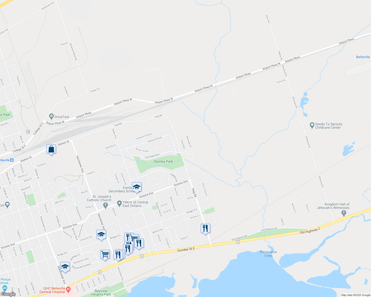 map of restaurants, bars, coffee shops, grocery stores, and more near 1 Tessa Boulevard in Belleville