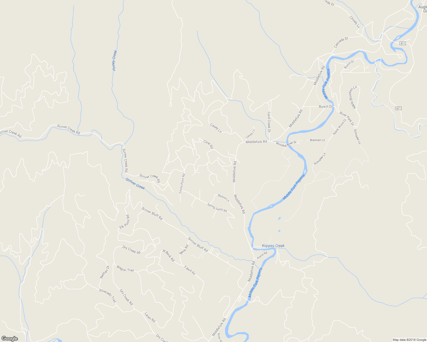 map of restaurants, bars, coffee shops, grocery stores, and more near 9 Horseshoe Road in Garden Valley