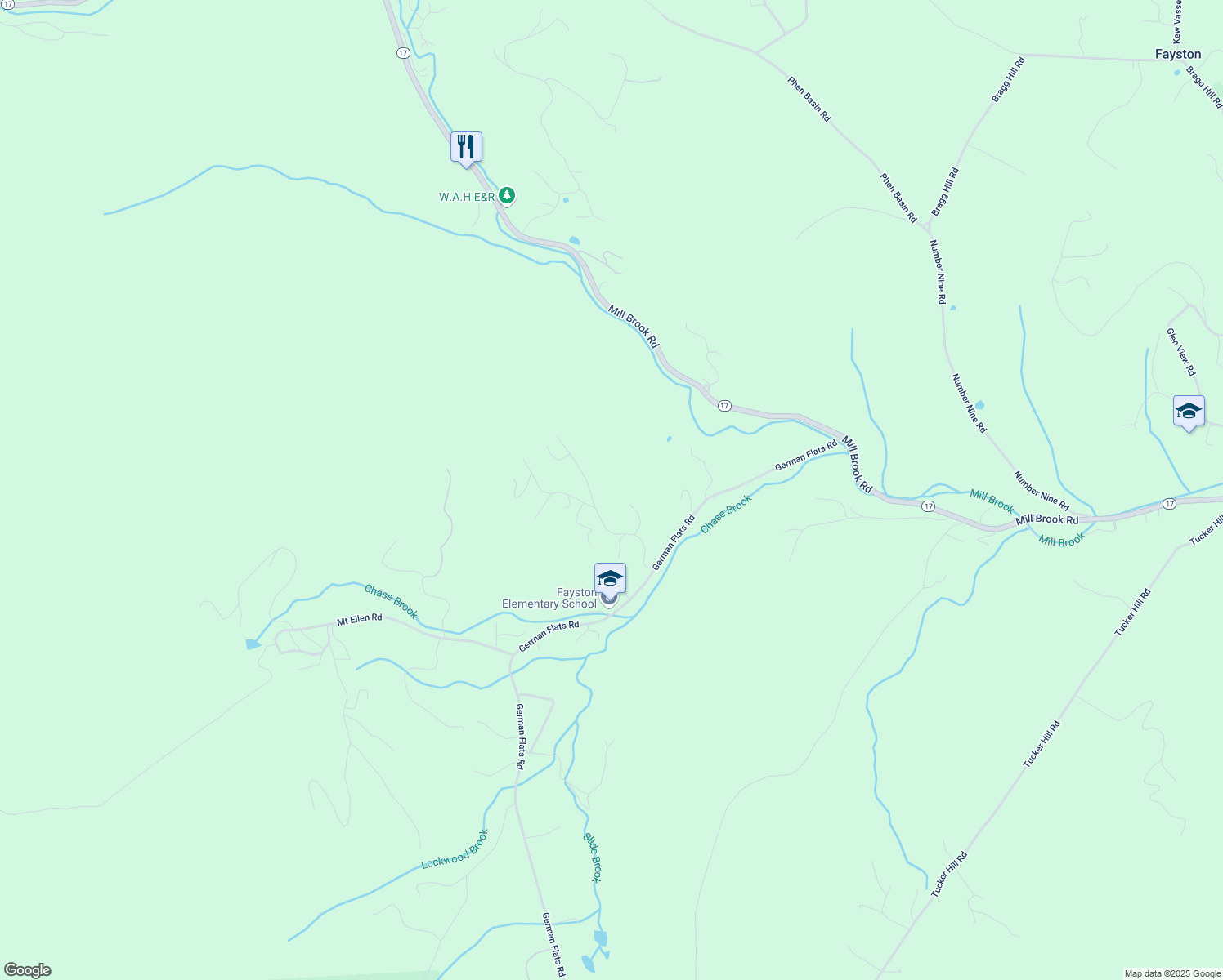 map of restaurants, bars, coffee shops, grocery stores, and more near 296 Hiddenwood Rd in Waitsfield