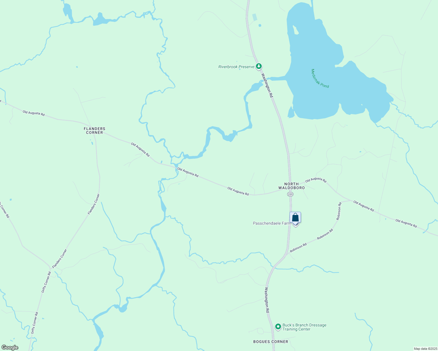 map of restaurants, bars, coffee shops, grocery stores, and more near 1899 Old Augusta Road in Waldoboro