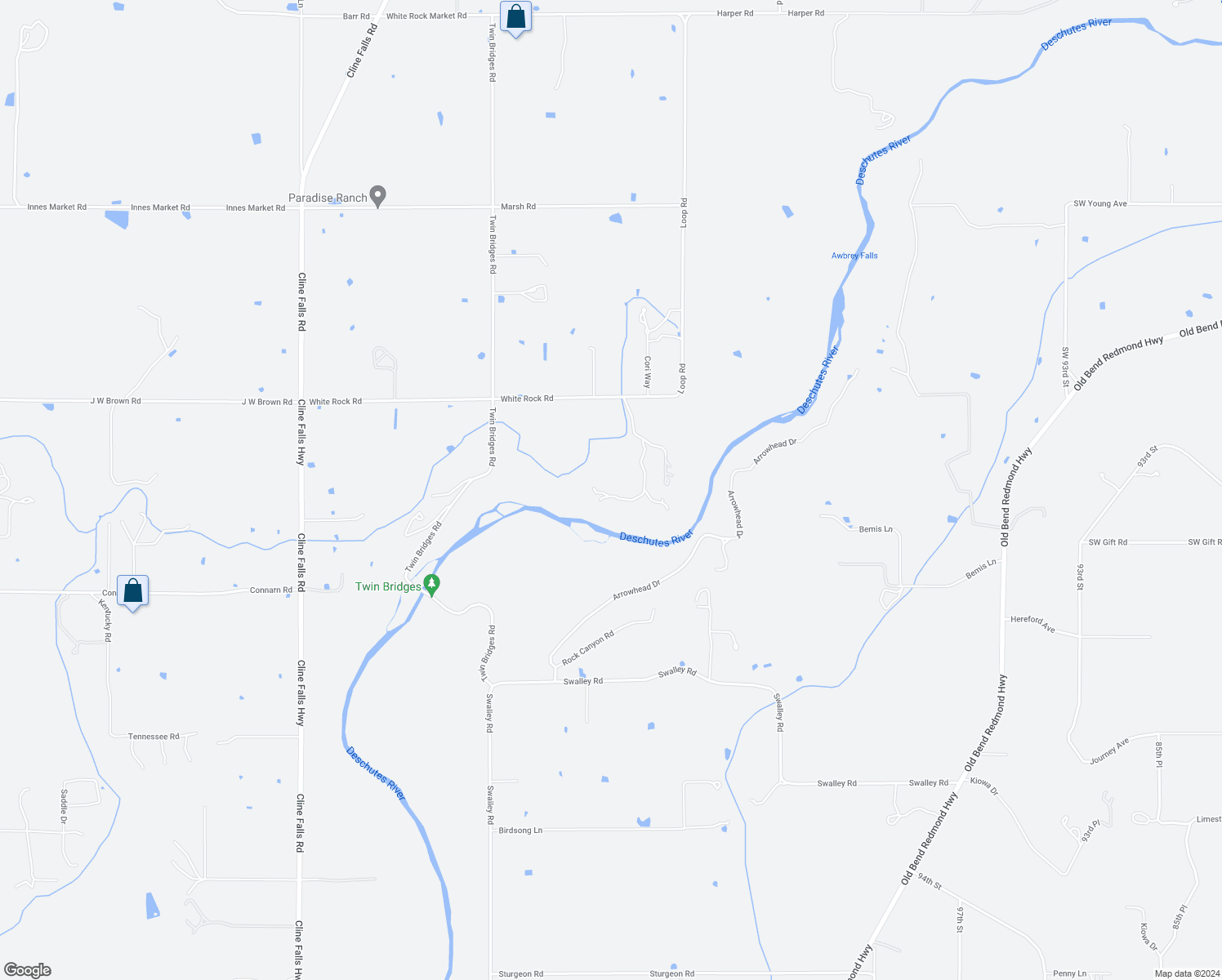 map of restaurants, bars, coffee shops, grocery stores, and more near 65701 Wild Horse Trail in Bend