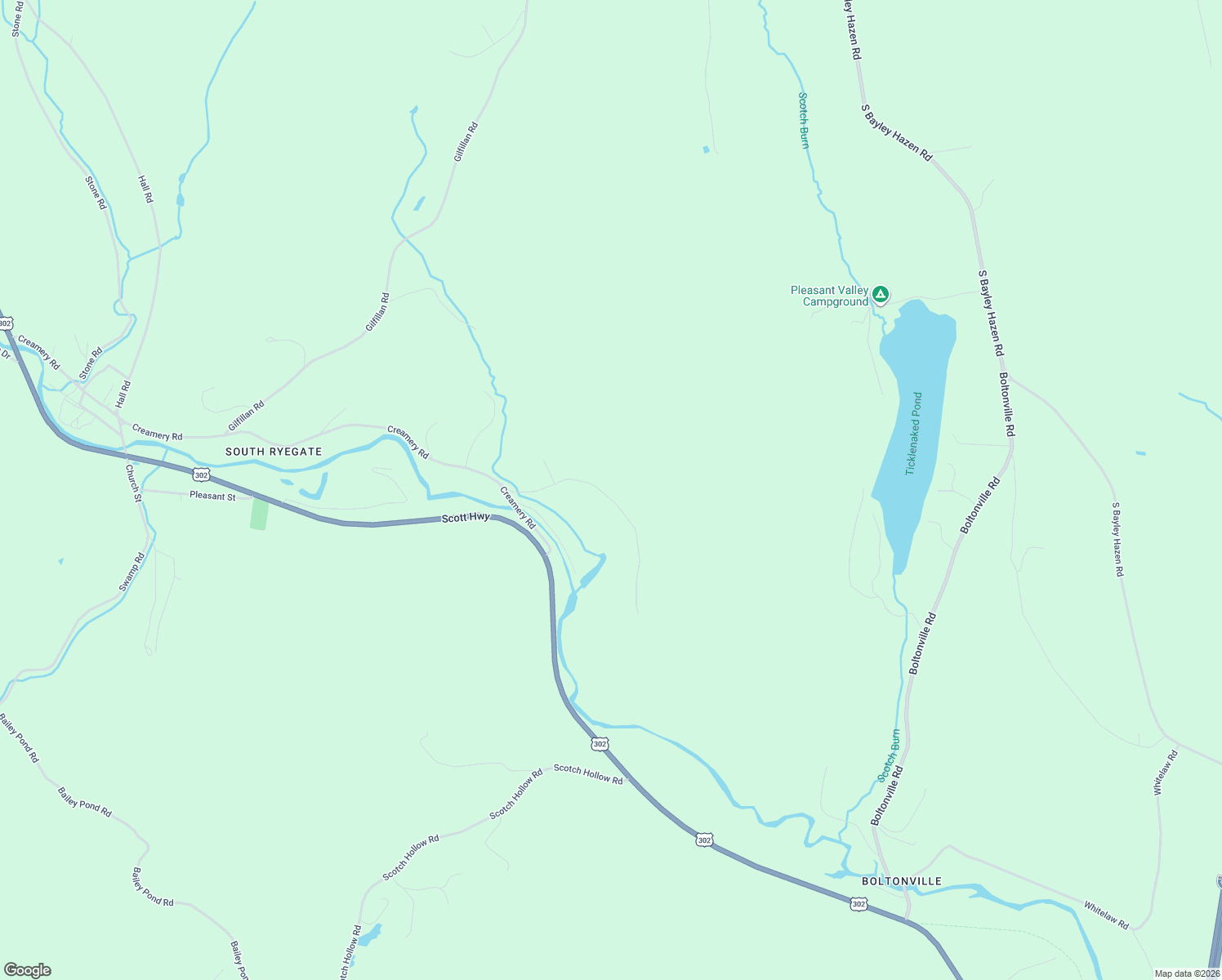 map of restaurants, bars, coffee shops, grocery stores, and more near 323 Quint Road in Ryegate