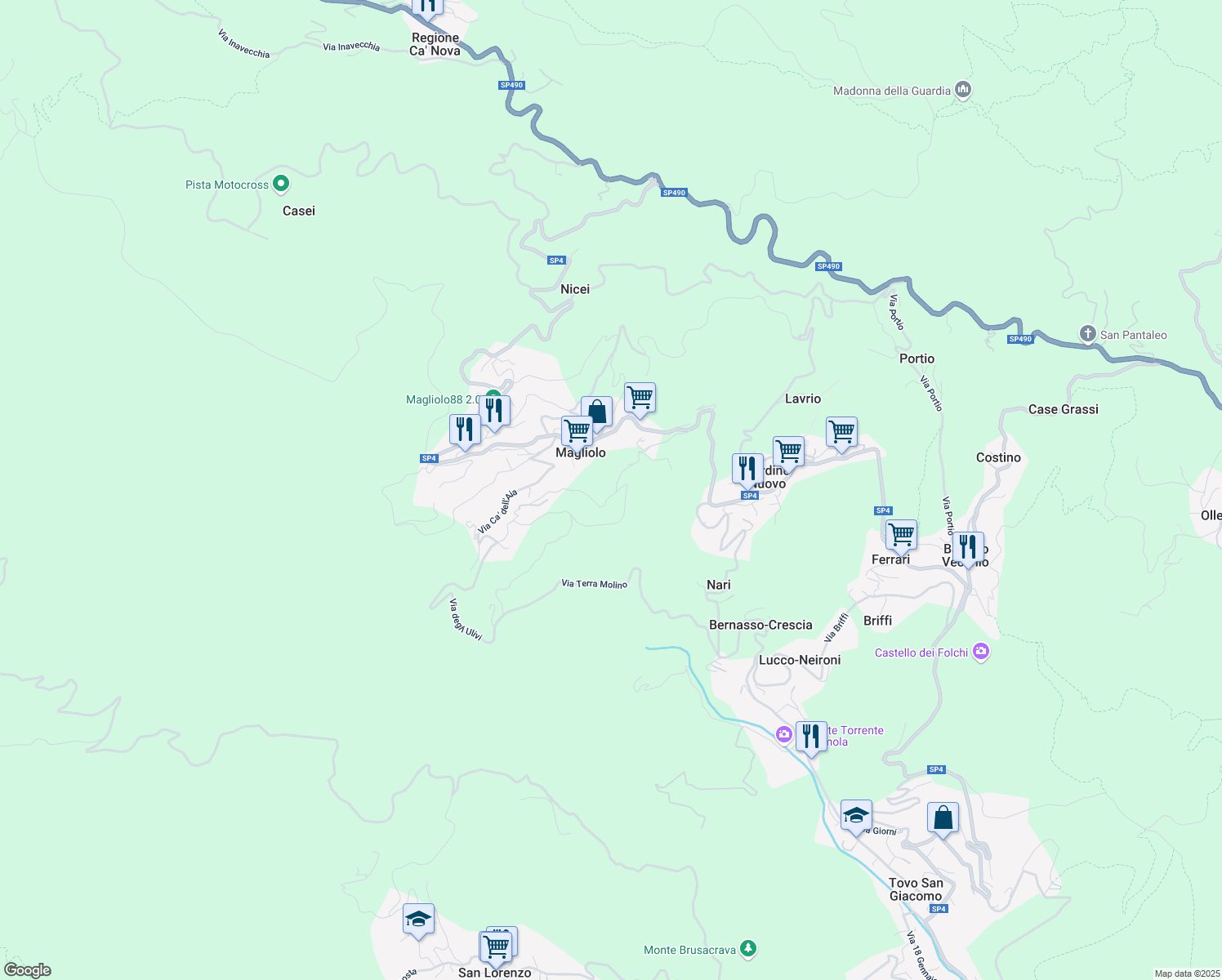 map of restaurants, bars, coffee shops, grocery stores, and more near 1 Via Lanfranchi in Provincia di Savona