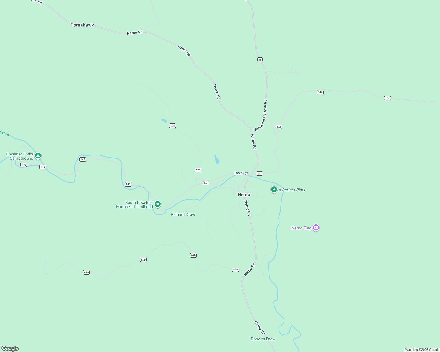 map of restaurants, bars, coffee shops, grocery stores, and more near Dude Wrangler Road in Nemo