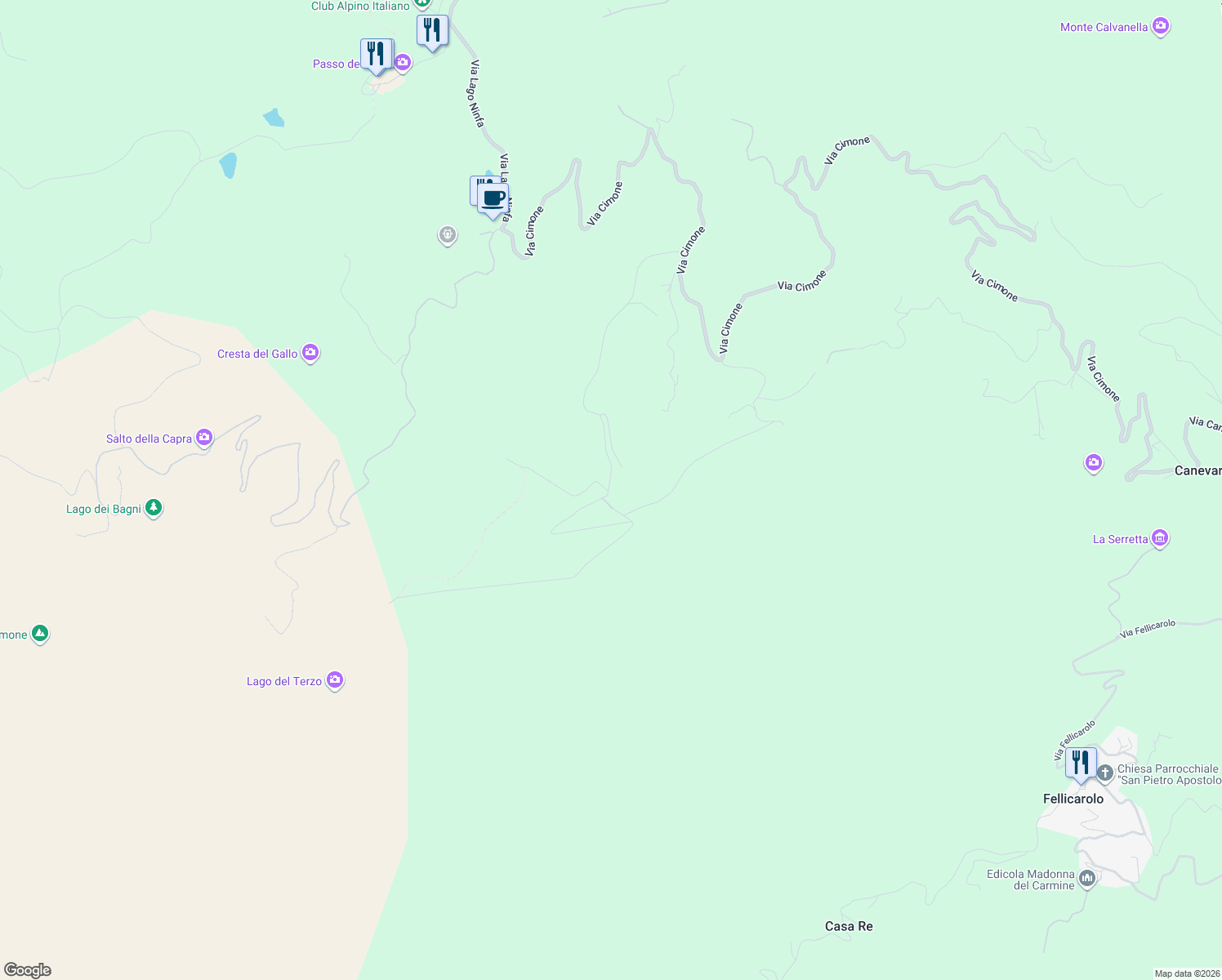 map of restaurants, bars, coffee shops, grocery stores, and more near 1091 Via Cimoncino in Provincia di Modena