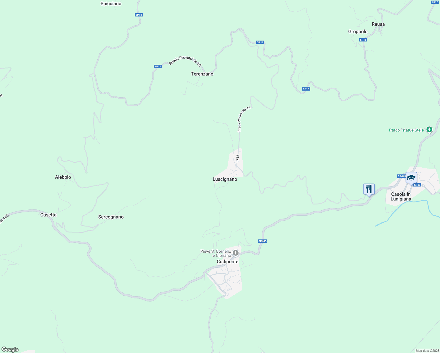 map of restaurants, bars, coffee shops, grocery stores, and more near 15 Località Luscignano in Luscignano
