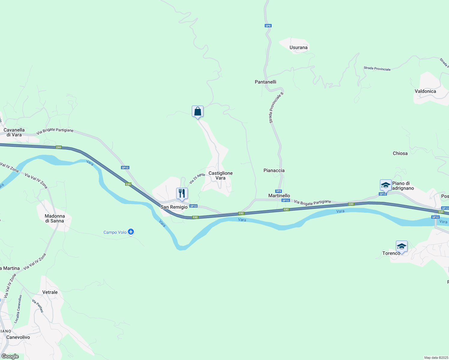 map of restaurants, bars, coffee shops, grocery stores, and more near 33-37 Via Castello in Castiglione Vara