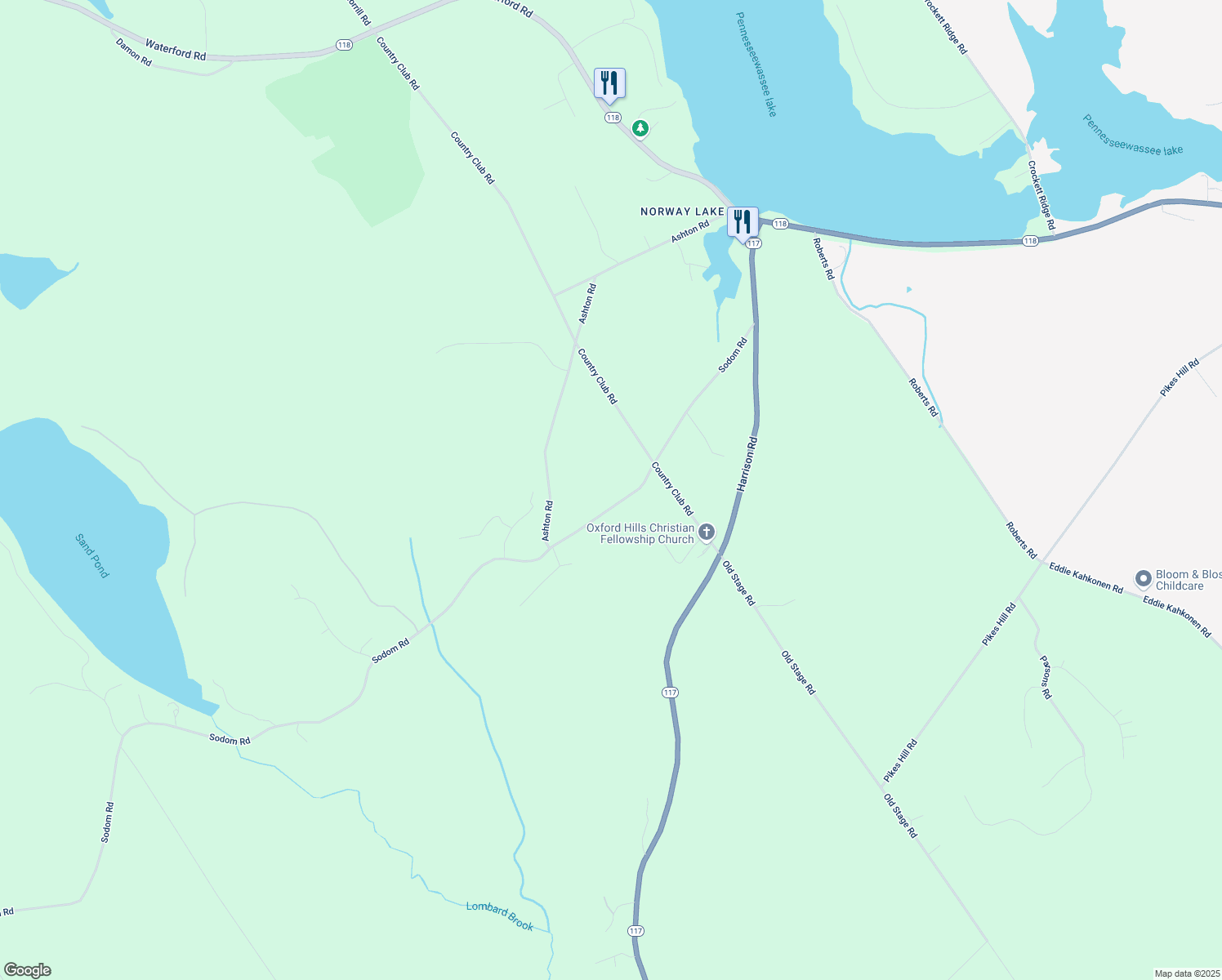 map of restaurants, bars, coffee shops, grocery stores, and more near 123 Sodom Road in Norway