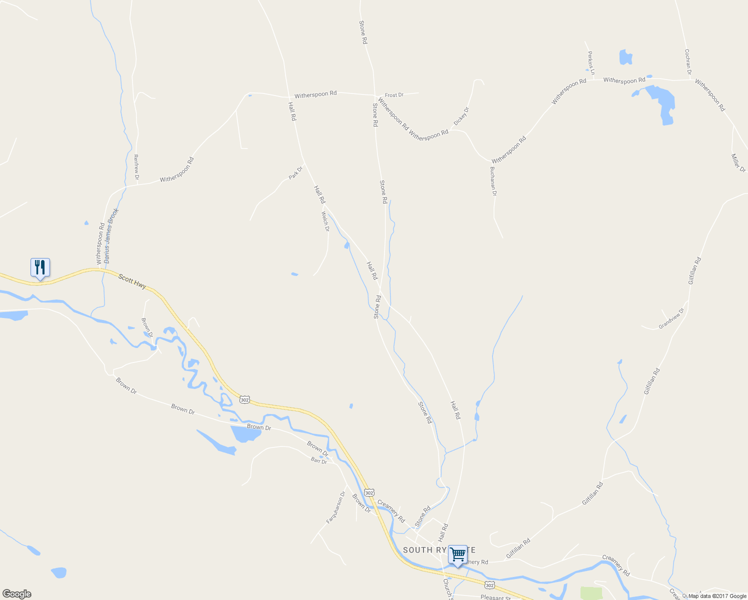 map of restaurants, bars, coffee shops, grocery stores, and more near 1123 Stone Road in Ryegate