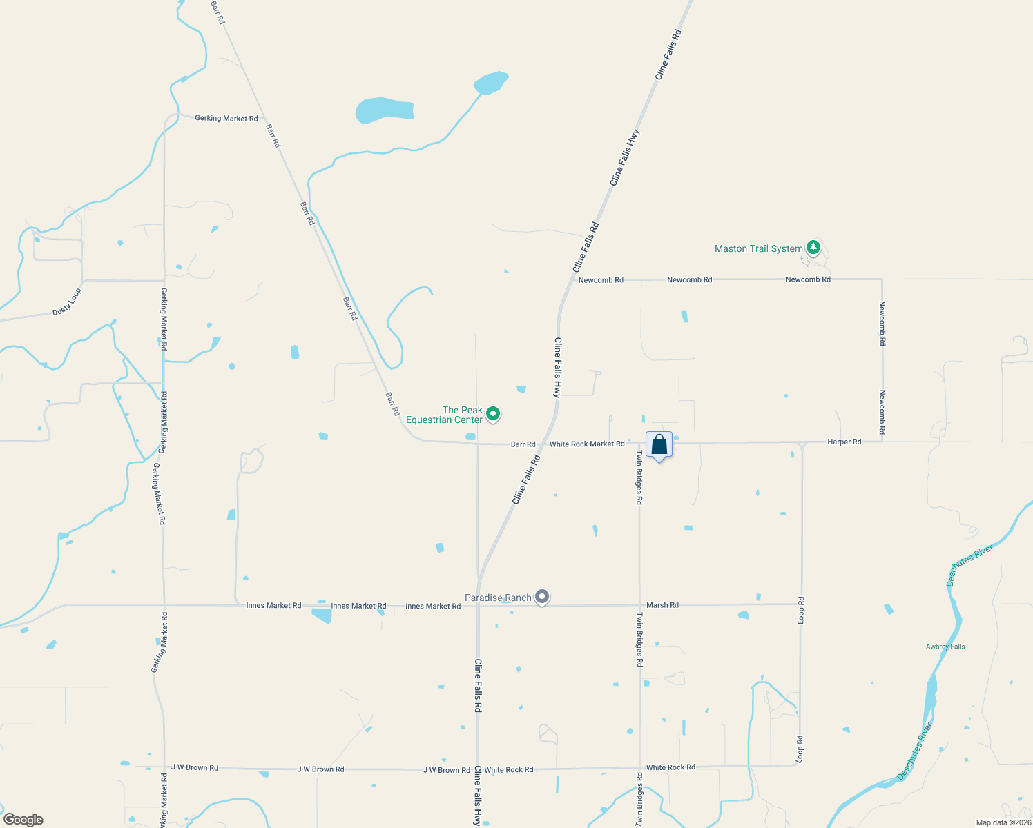 map of restaurants, bars, coffee shops, grocery stores, and more near 66240 Black Horse Lane in Bend
