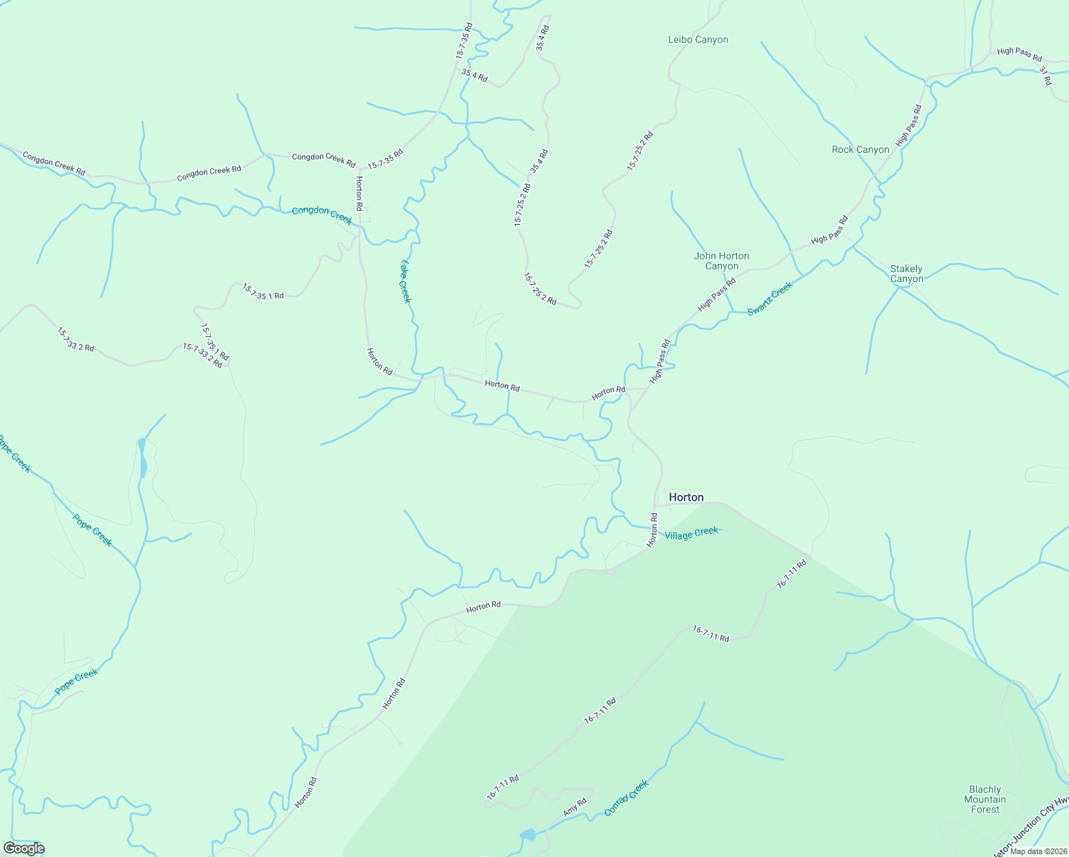 map of restaurants, bars, coffee shops, grocery stores, and more near 94296 Horton Road in Blachly