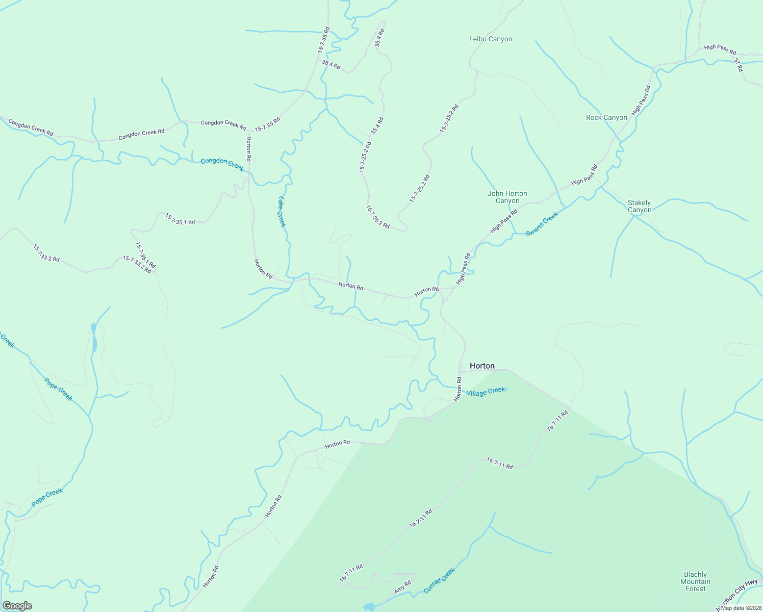 map of restaurants, bars, coffee shops, grocery stores, and more near 94296 Horton Road in Blachly