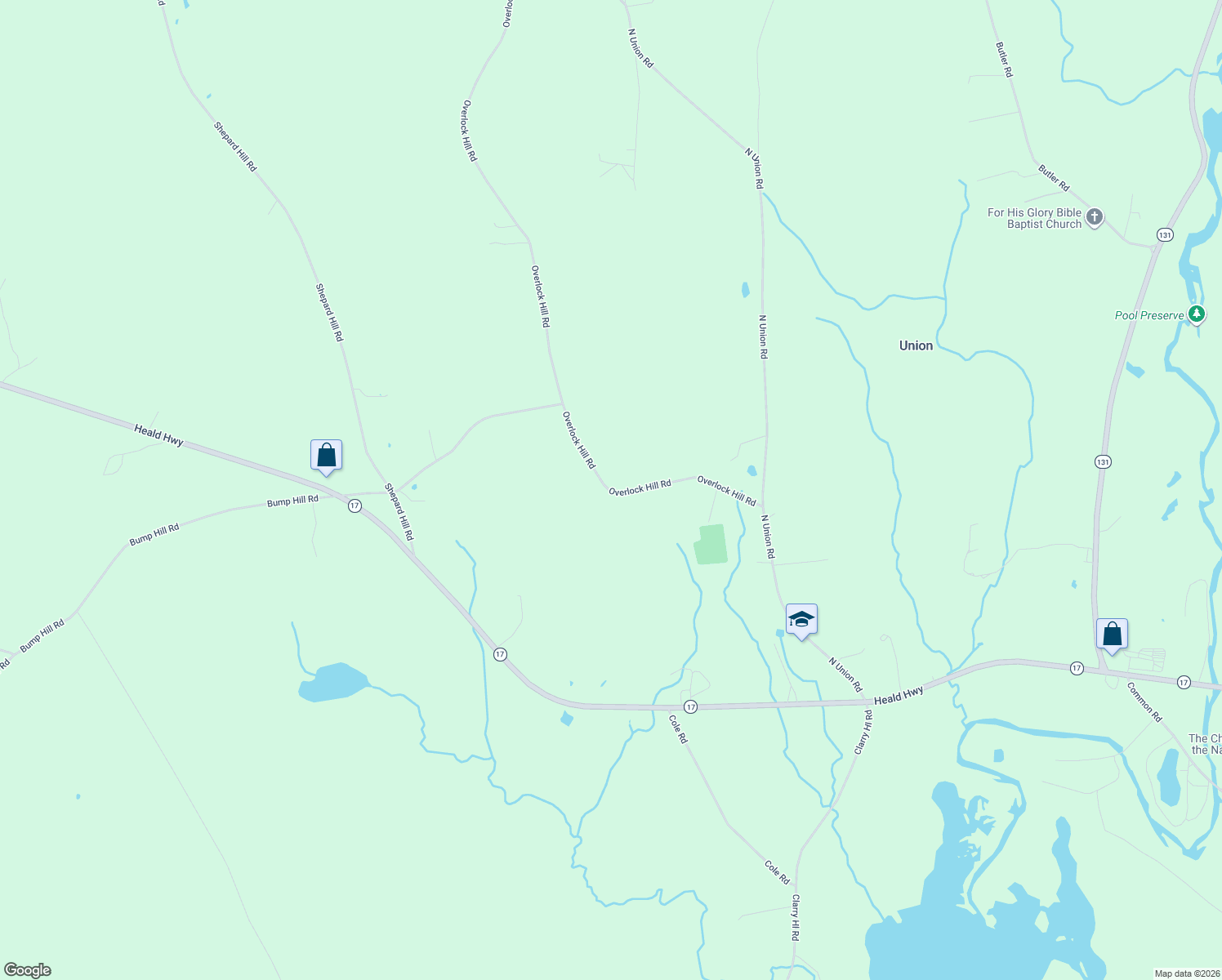 map of restaurants, bars, coffee shops, grocery stores, and more near 595 Overlock Hill Road in Union