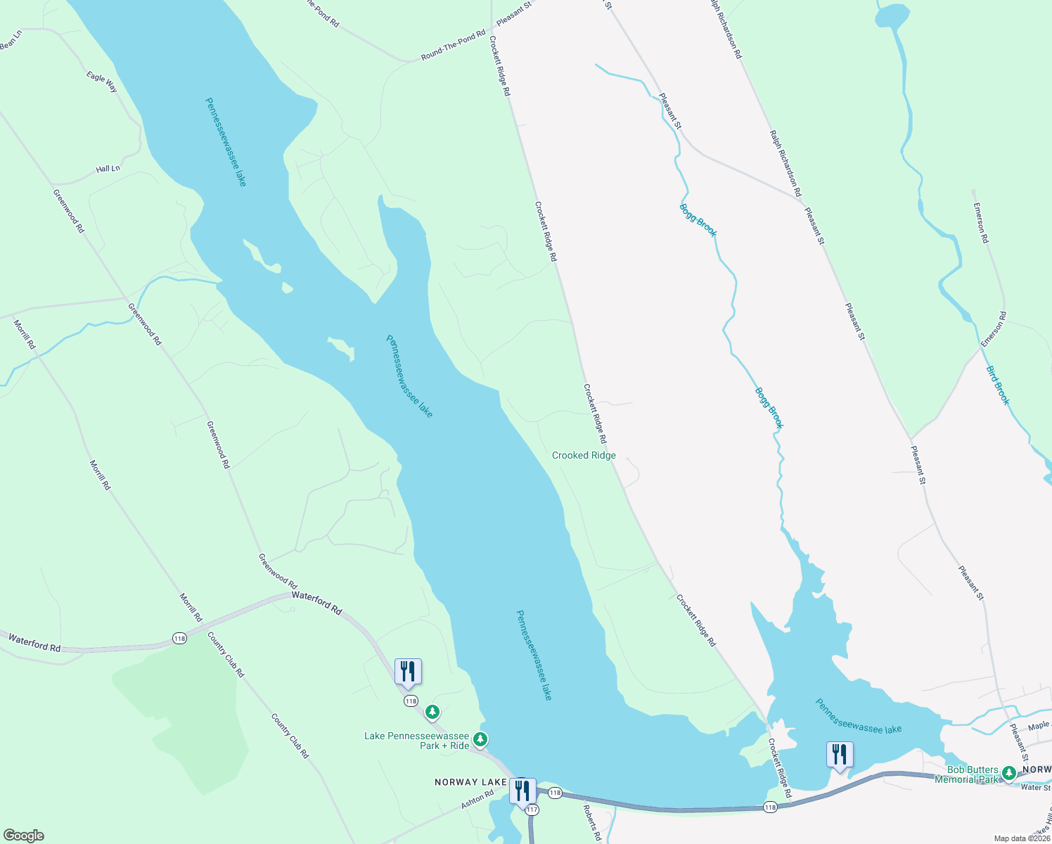 map of restaurants, bars, coffee shops, grocery stores, and more near 14 Chickadee Way in Norway