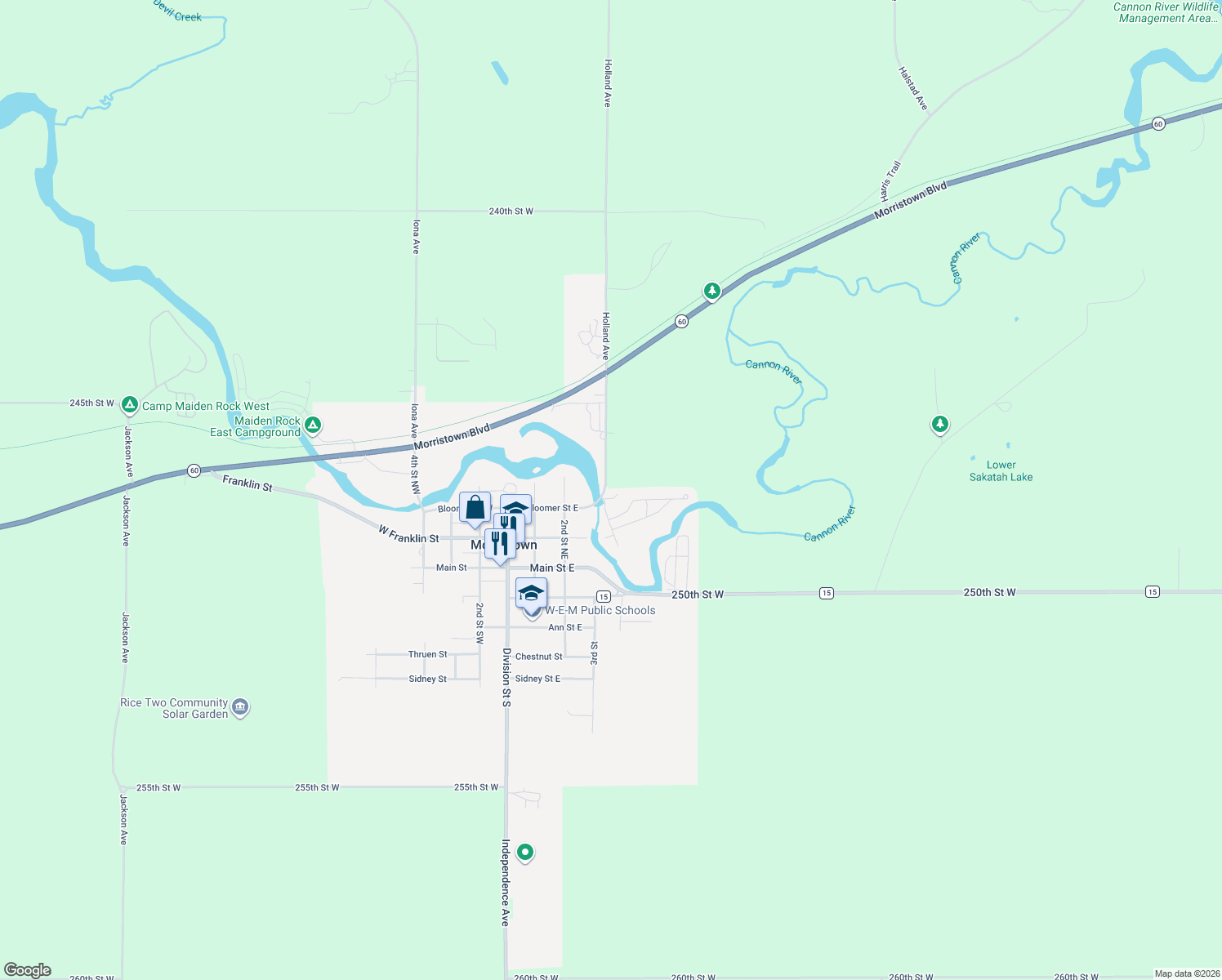 map of restaurants, bars, coffee shops, grocery stores, and more near 24797 Holland Avenue in Morristown