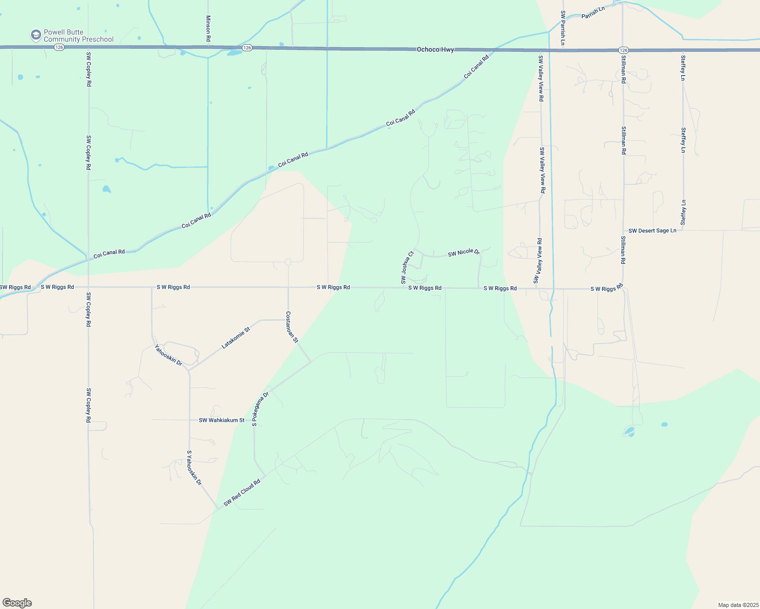 map of restaurants, bars, coffee shops, grocery stores, and more near 10948 South W Riggs Road in Powell Butte