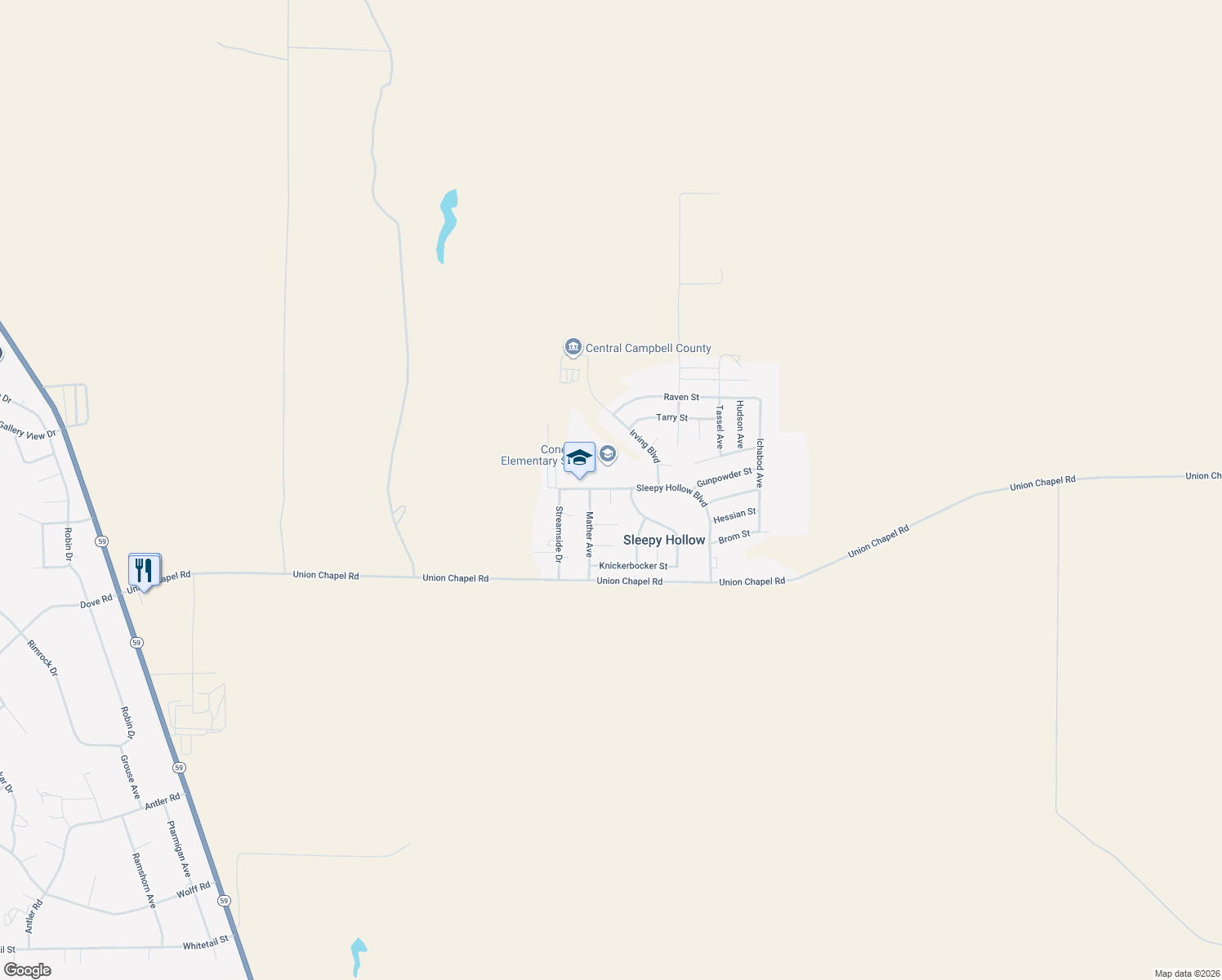 map of restaurants, bars, coffee shops, grocery stores, and more near 6809 Andre Court in Gillette