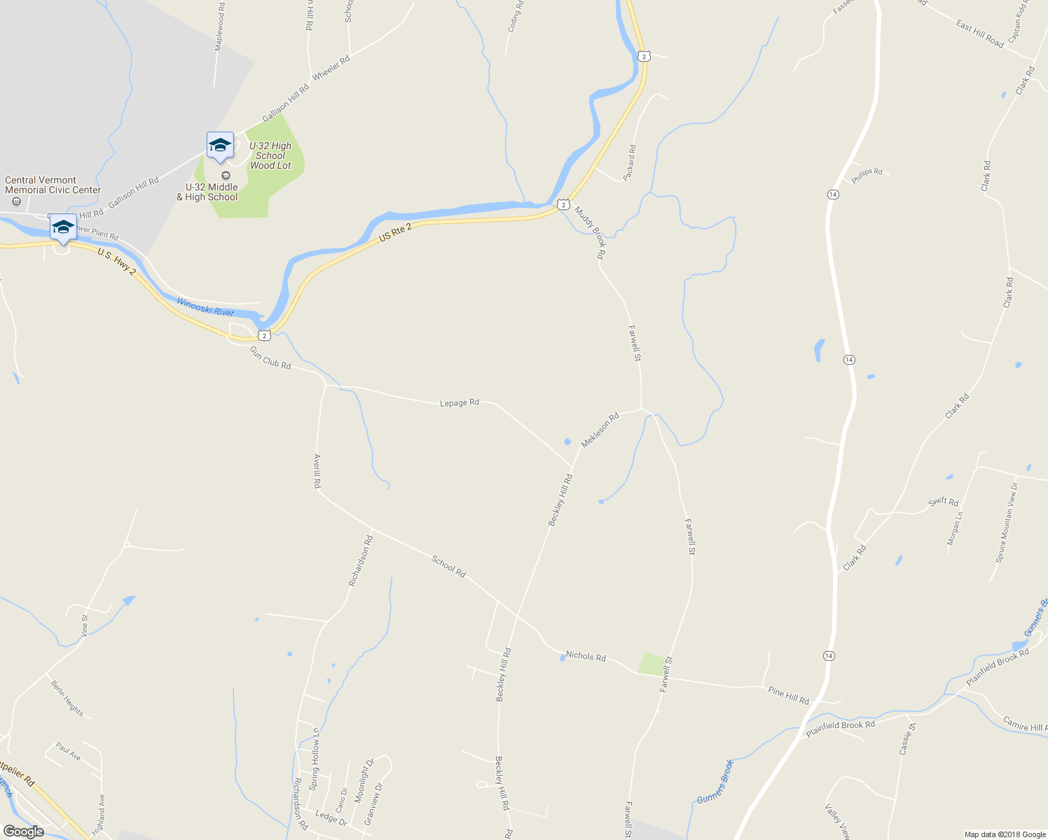 map of restaurants, bars, coffee shops, grocery stores, and more near 39 Lepage Road in Barre