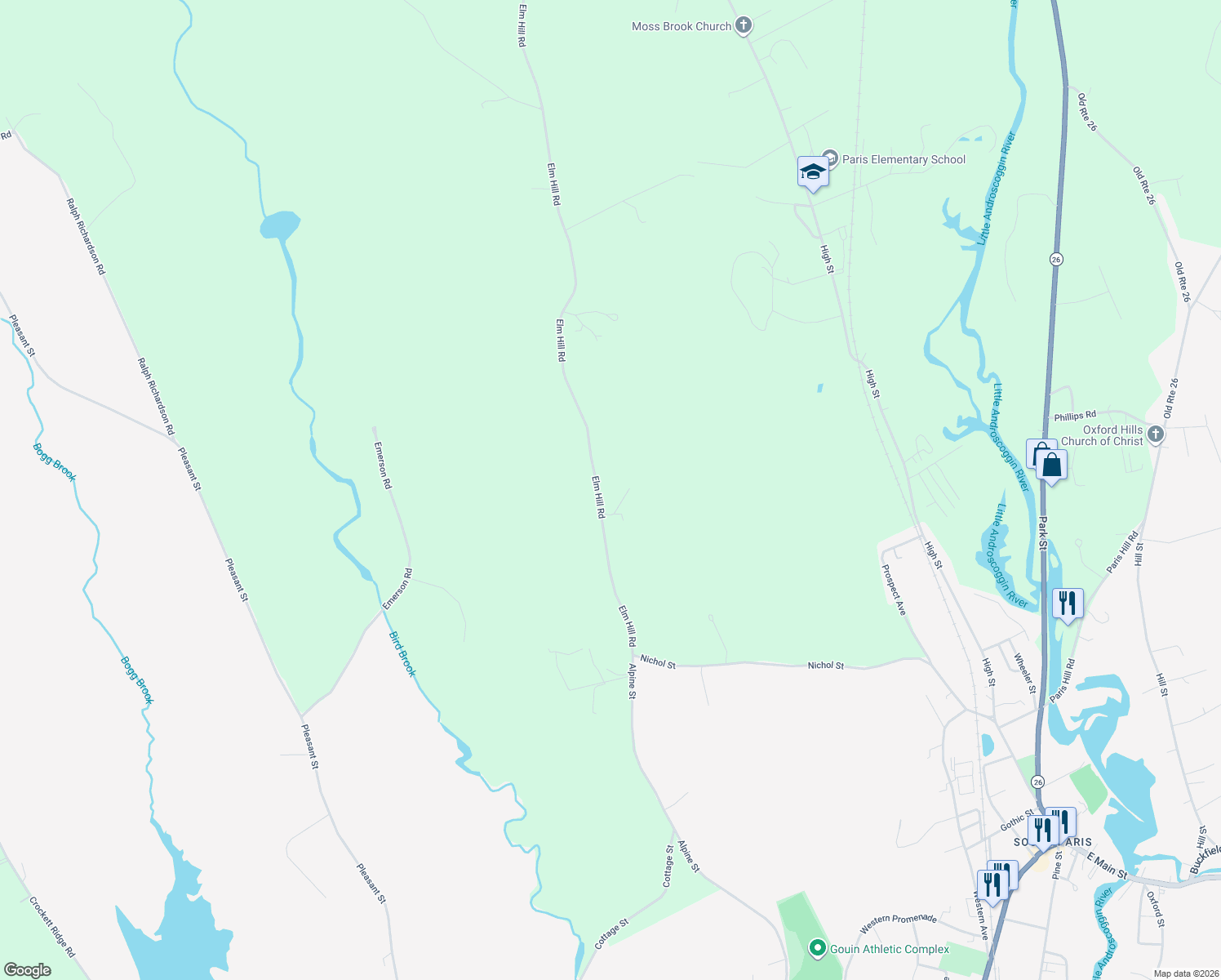 map of restaurants, bars, coffee shops, grocery stores, and more near 87 Elm Hill Road in Paris