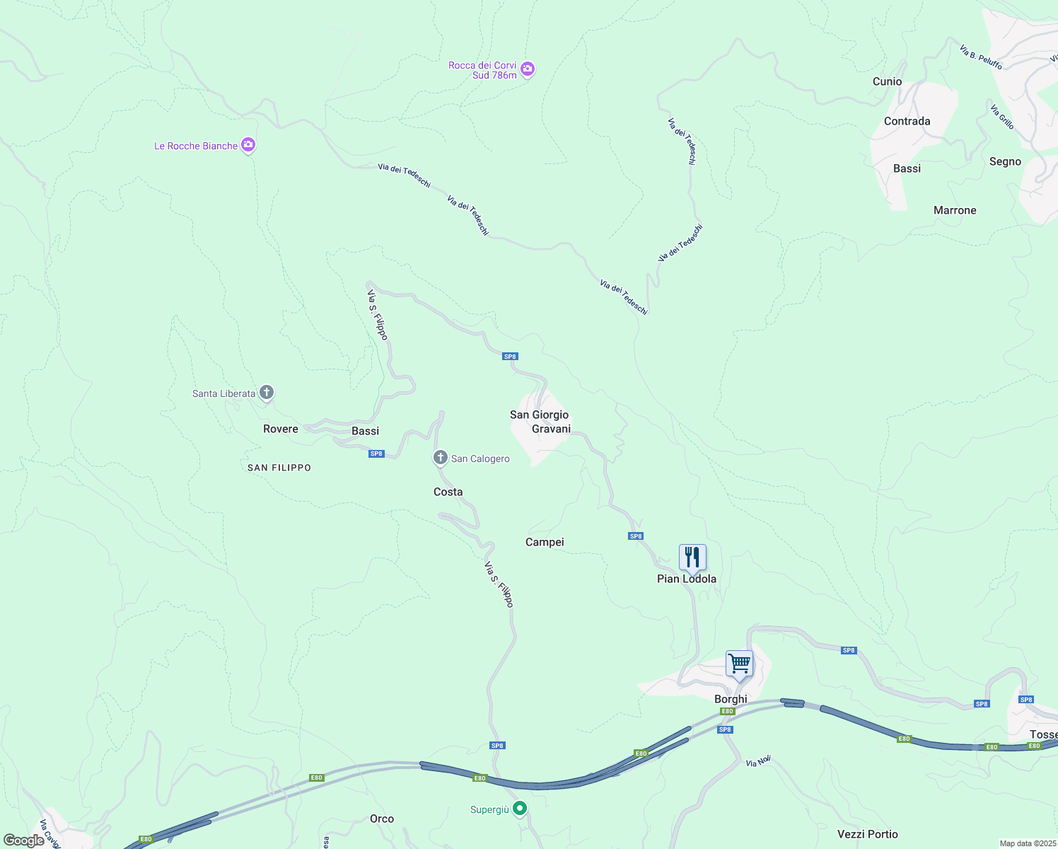 map of restaurants, bars, coffee shops, grocery stores, and more near 1 Via San Giorgio in Gravani