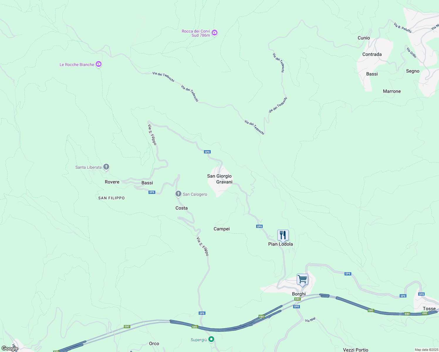 map of restaurants, bars, coffee shops, grocery stores, and more near 1 Via San Giorgio in Gravani